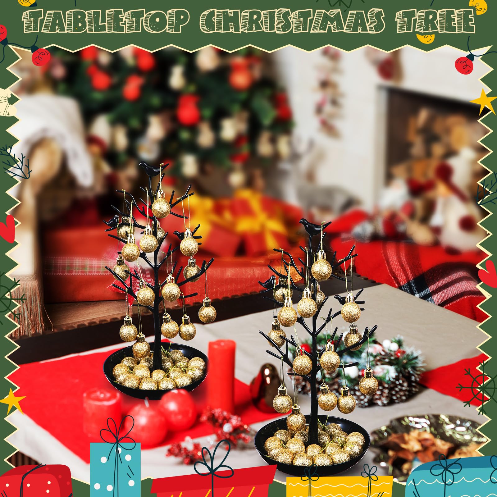 Soaoo Festive Gumdrop Tree Christmas Nostalgic Gum Drops Artificial Tree for Table Centerpiece Christmas Decorations for Tableto