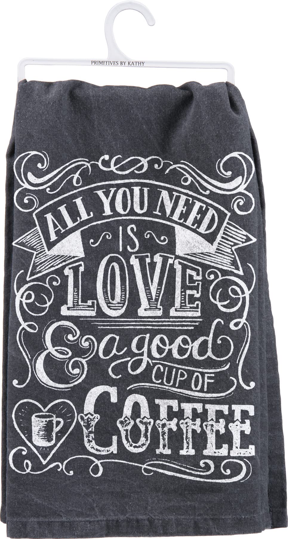 Primitives By Kathy Cup Of Coffee Dish Towel, Black, 28'' Square