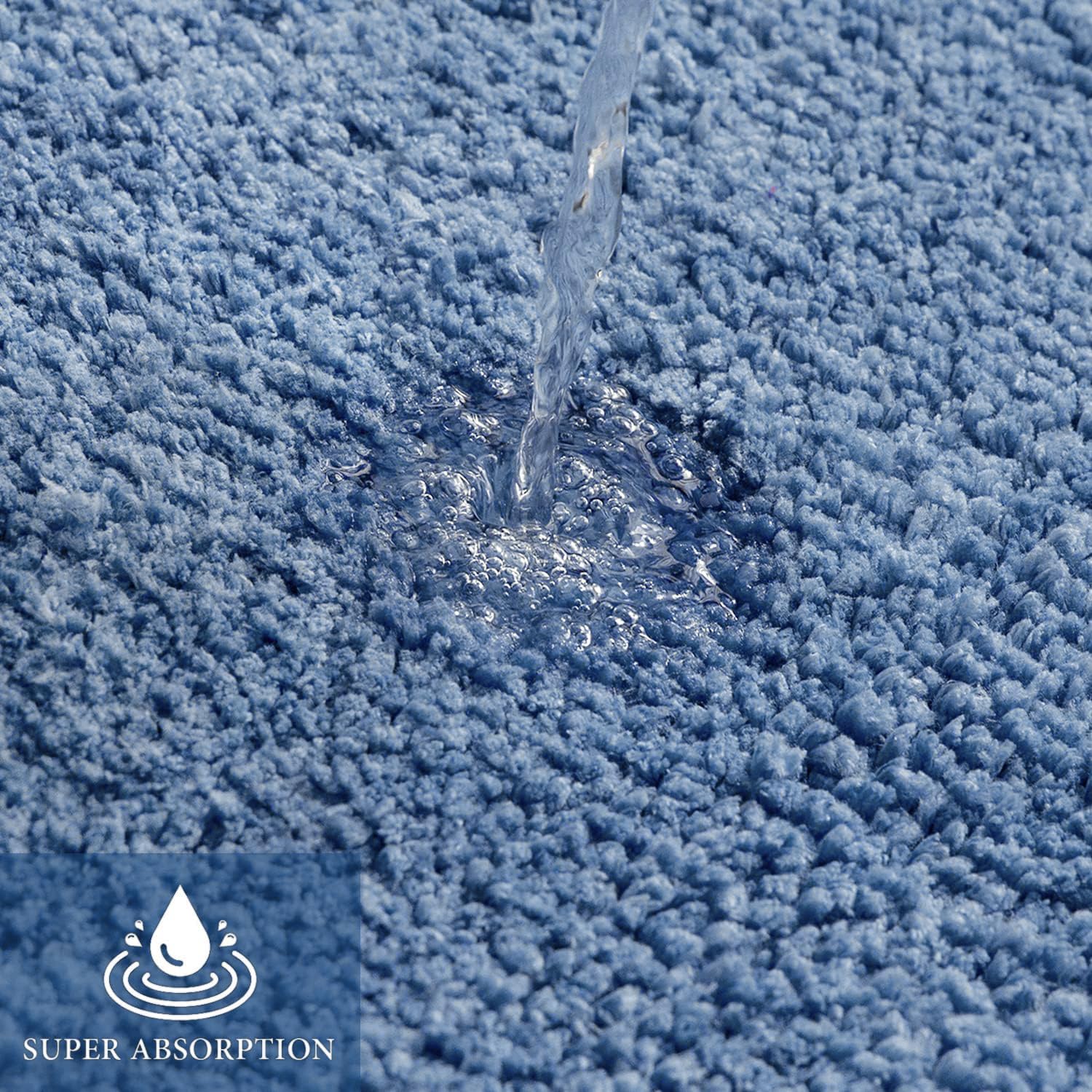 Miulee Blue Bath Rugs For Bathroom - Soft And Absorbent Non-Slip Mats For Shower Bath And Toilet, Machine Washable, 20'' X 30''