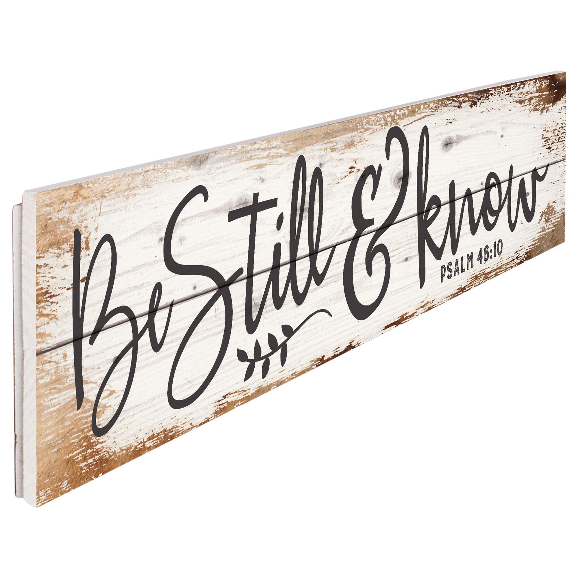 P. Graham Dunn Be Still & Know White Wash 36 x 7 Inch Solid Pine Wood Pallet Wall Plaque Sign