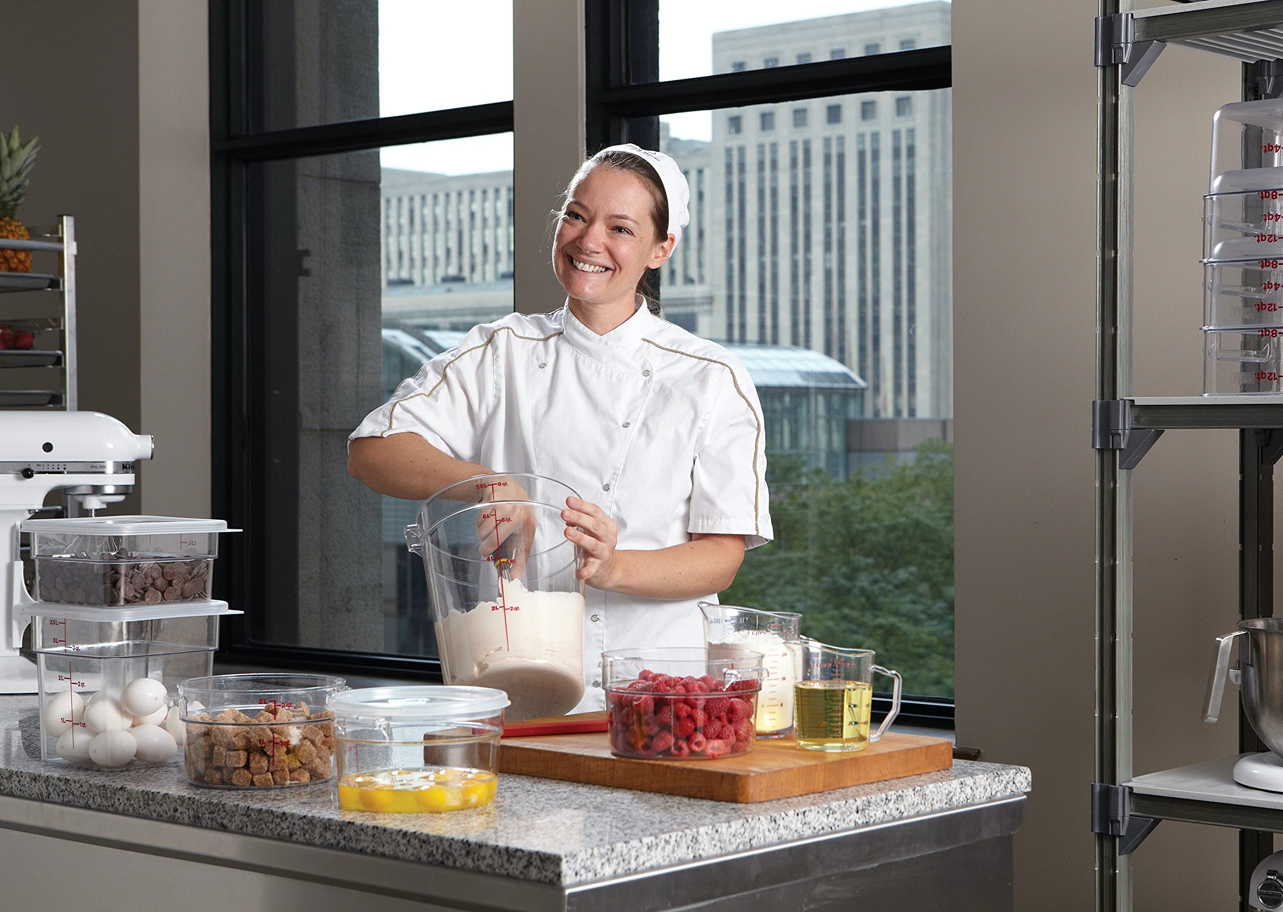 Cambro Rfscw6135 Camwear Round Food Storage Container, Polycarbonate, Clear, Nsf, 6 Quart