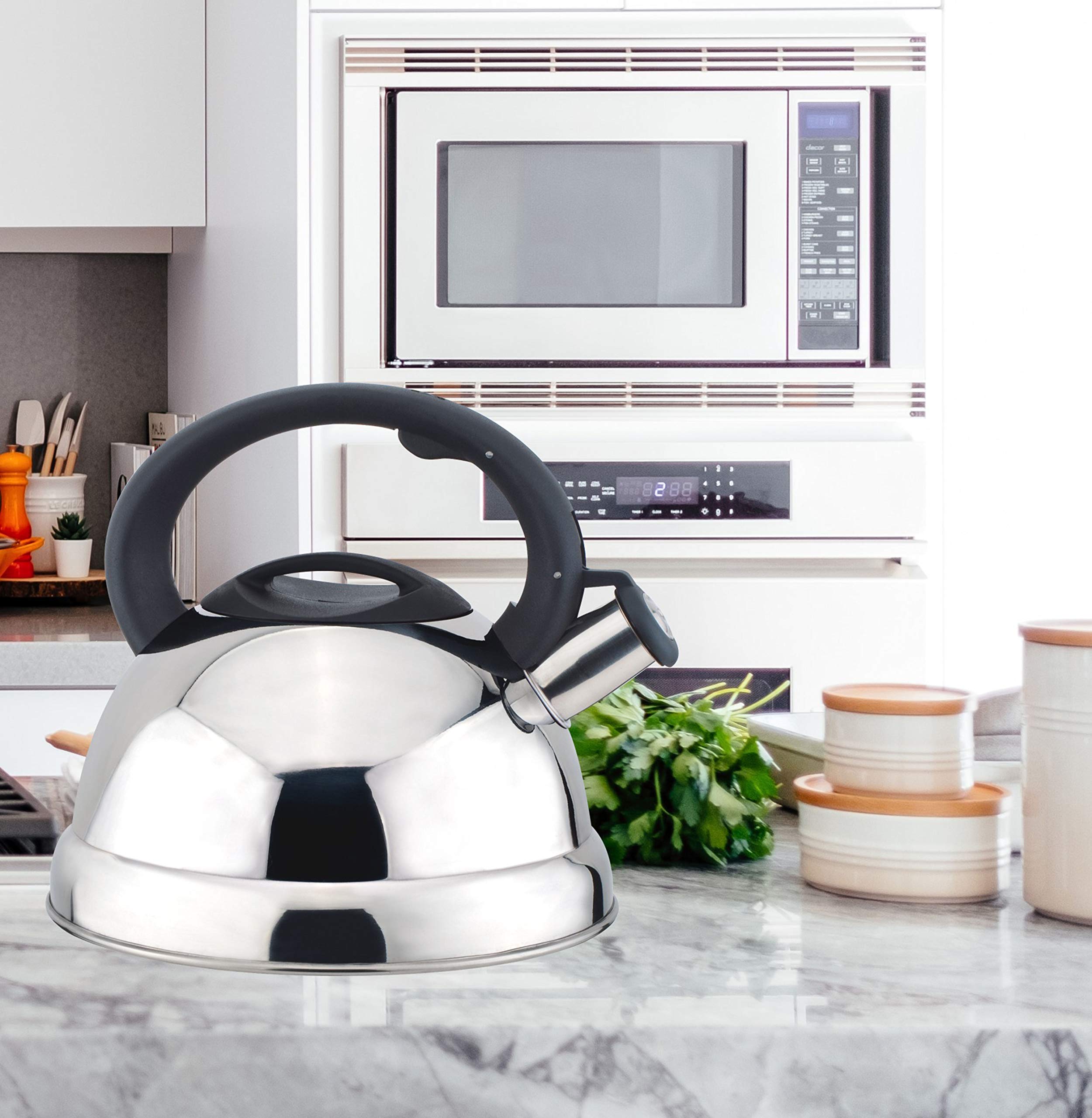 Tea Kettle - Whistling Tea Pot For Stovetop - Stainless Steel 3 Liter With Nylon Handle