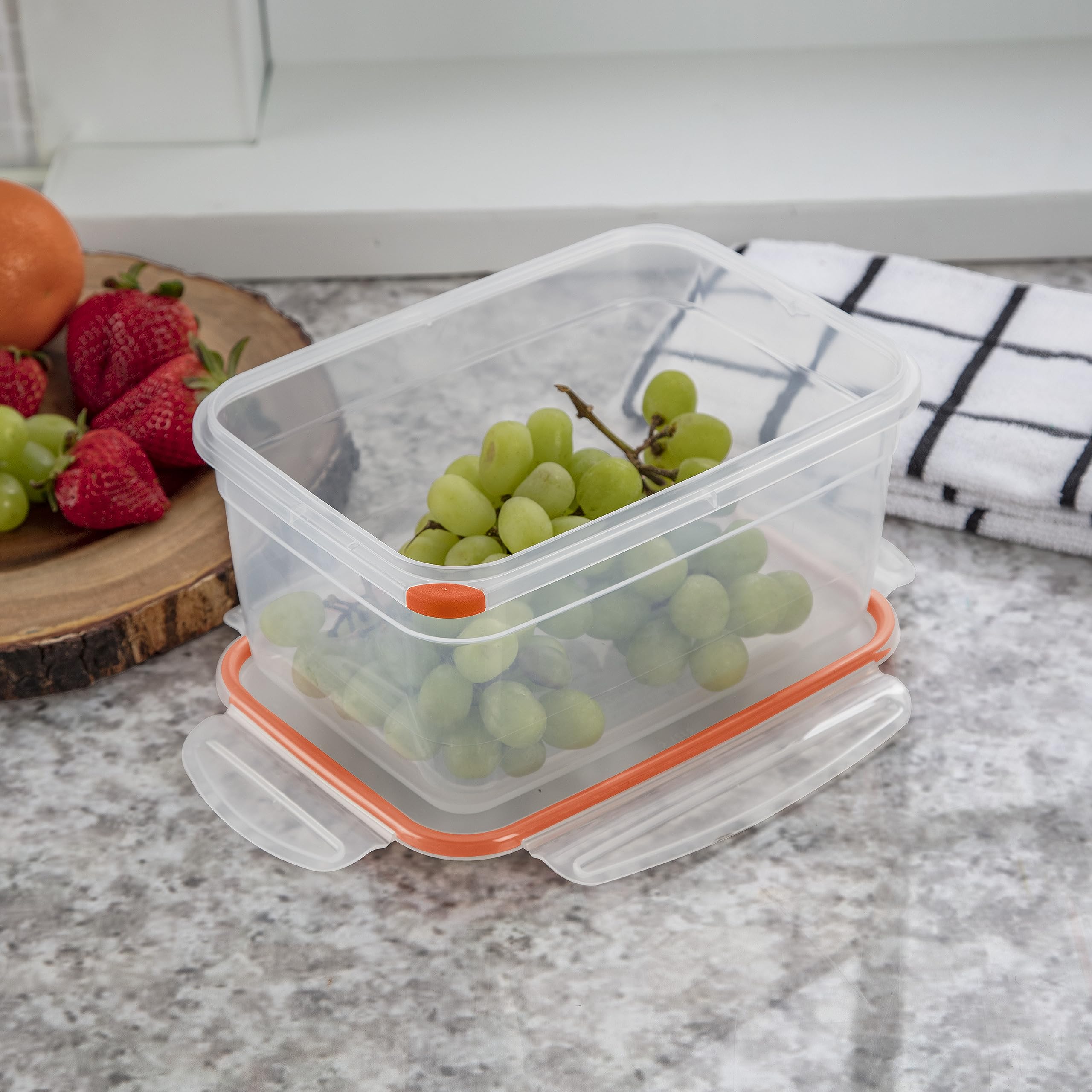 Sterilite Ultra-Seal 12 Cup Rectangle, Airtight Food Storage Container, Latching Lid, Microwave And Dishwasher Safe, Clear With