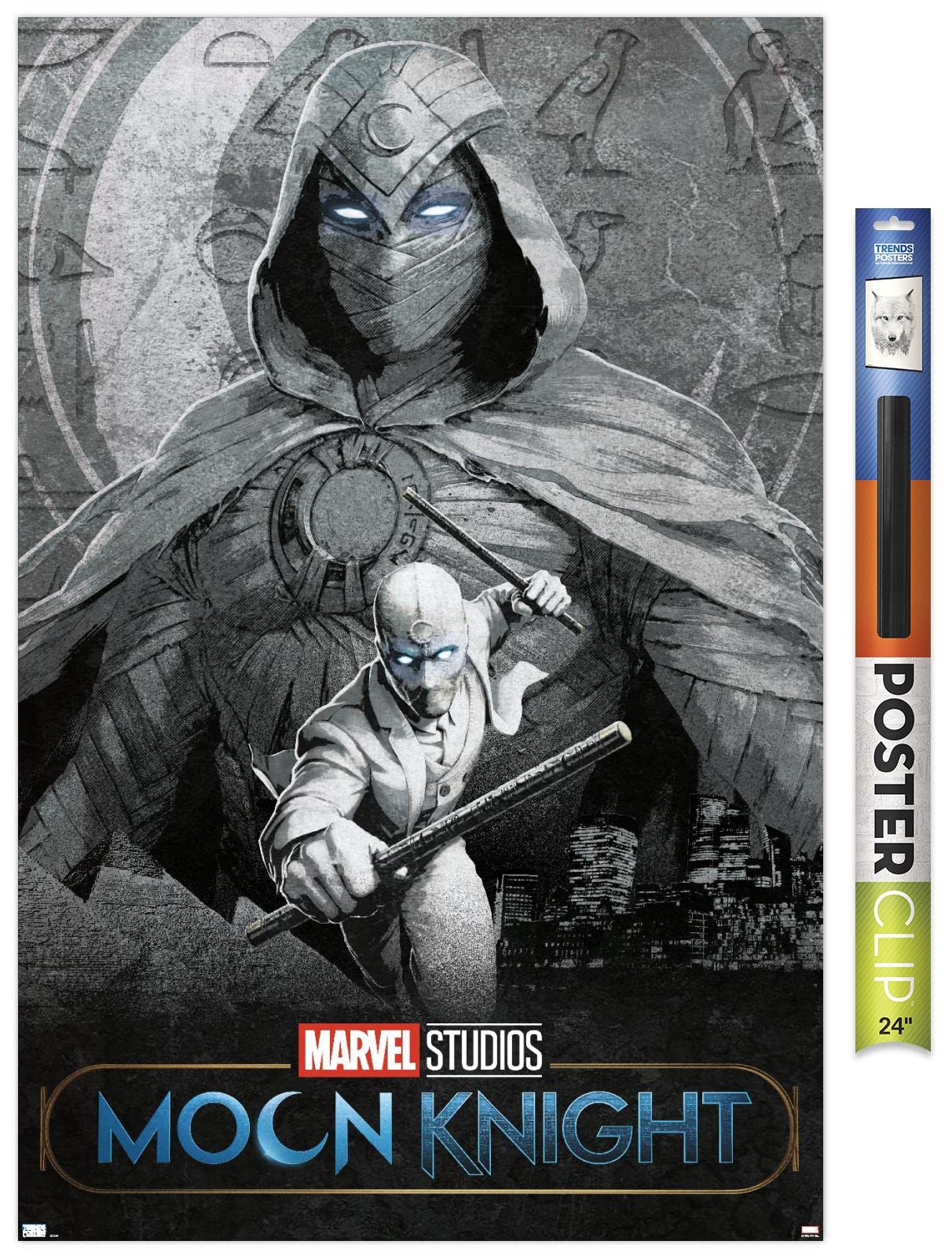 Trends International Marvel Moon Knight - Teaser Wall Poster, 22.375'' X 34'', Poster & Clip Bundle