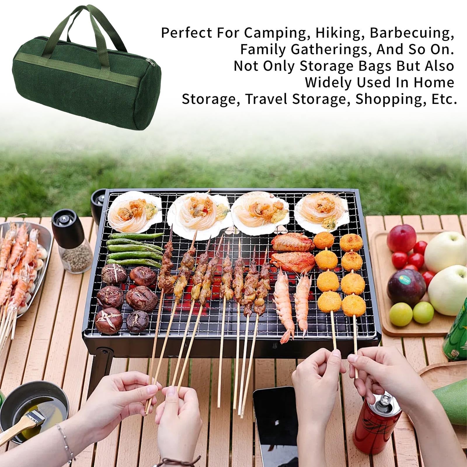 Grill Accessory Storage Bag, 24'' Extra Thick Canvas Grill Utensil Storage Bag, Double Zipper Grill Tool Storage Bag, Bbq Tool S