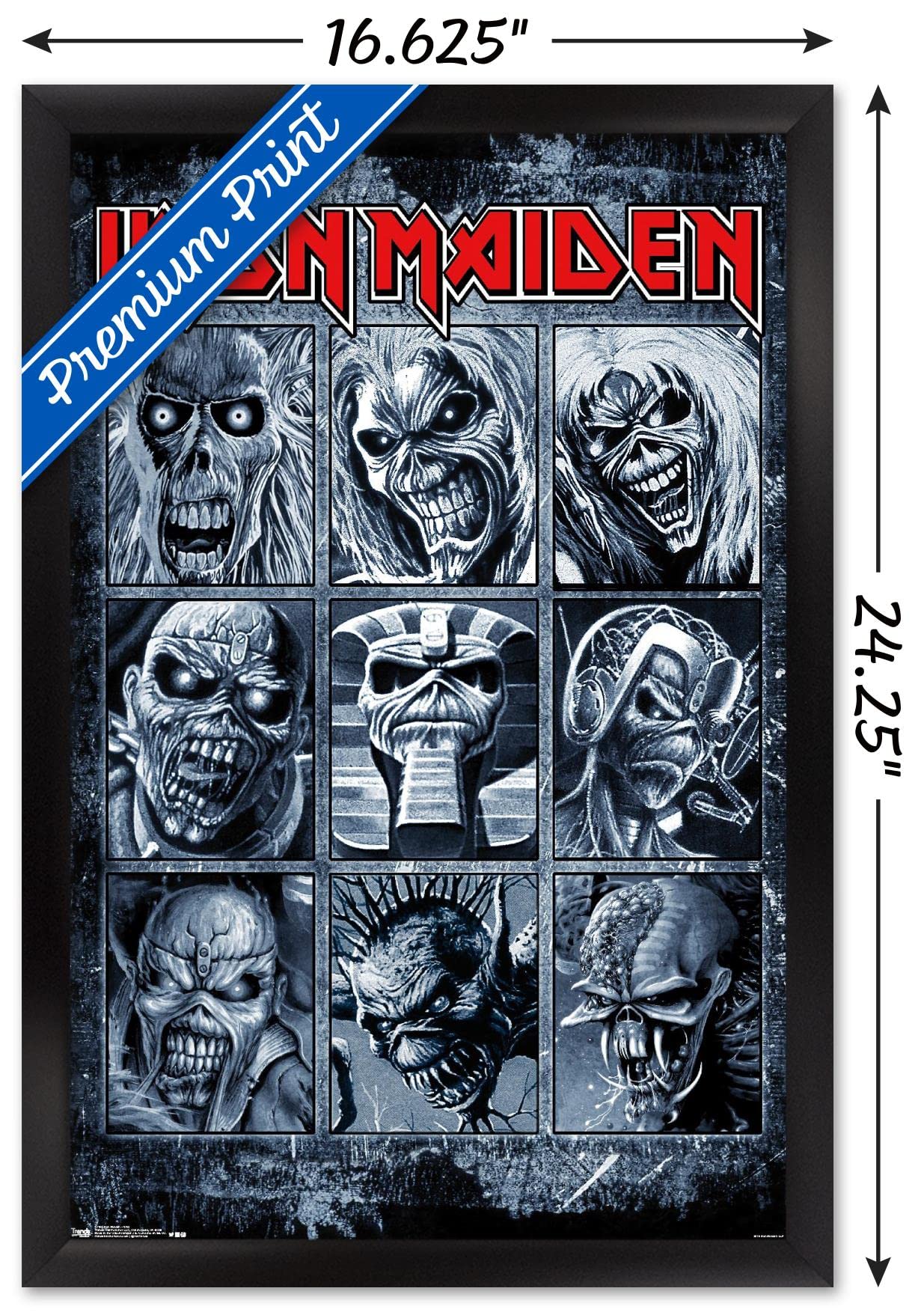 Trends International Iron Maiden - Grid Wall Poster, 14.725'' X 22.375'', Black Framed Version