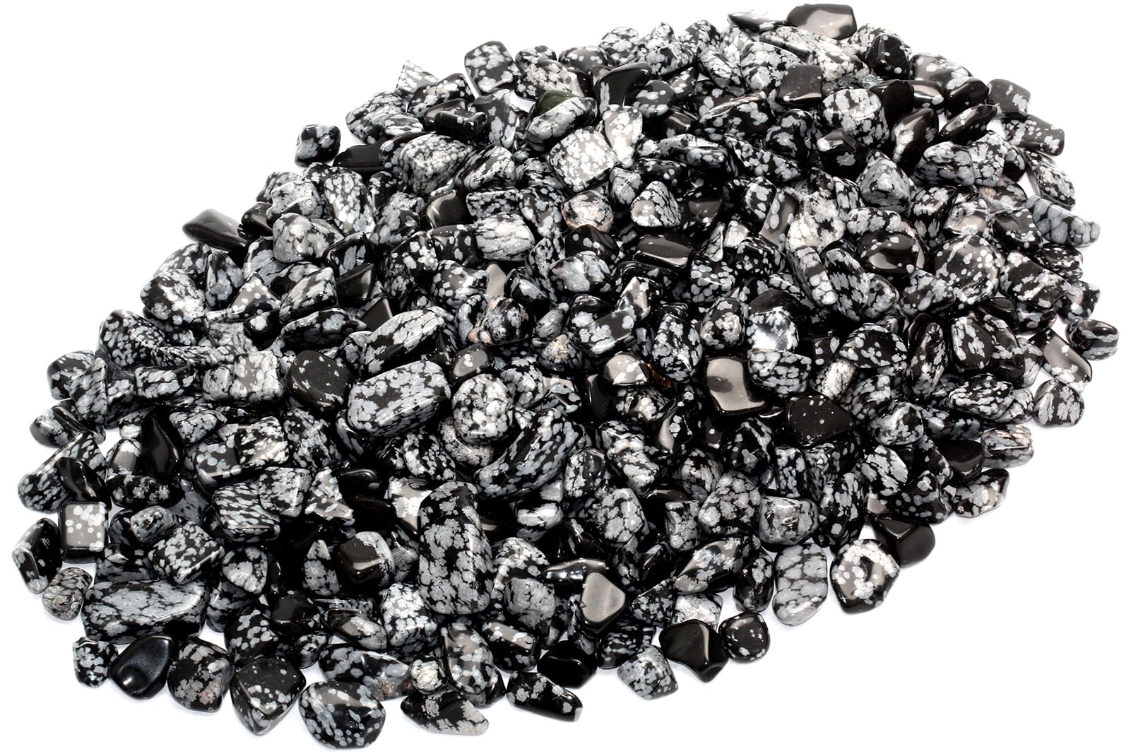 ZenQ 1 lb Snowflake Obsidian Tumbled Stone Chips Crushed Natural Crystal Quartz Pieces