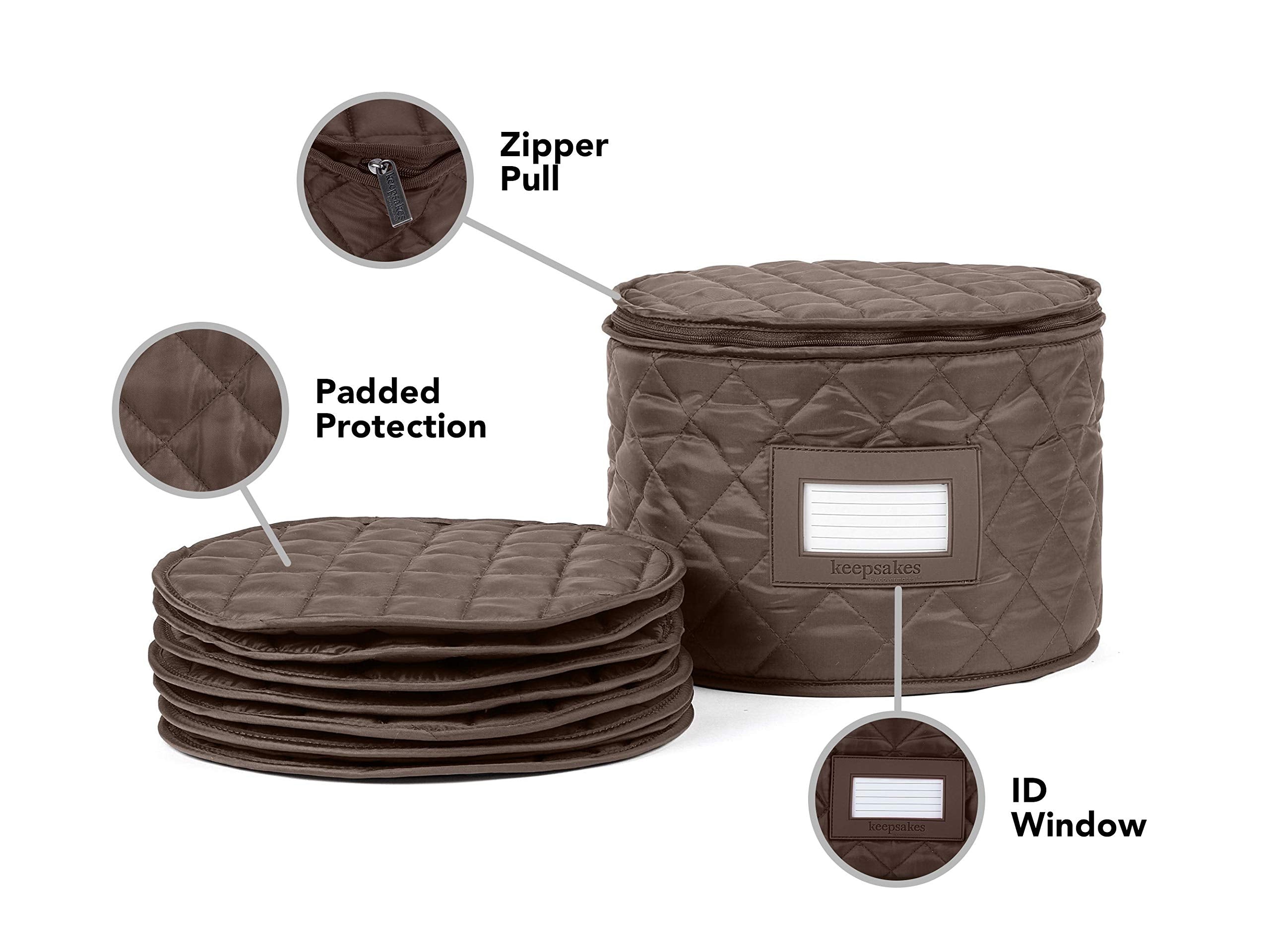 Covermates Keepsakes - Dish Storage - Padded Protection - Id Window - Stain Resistant - Machine Washable - China Storage, Bronze