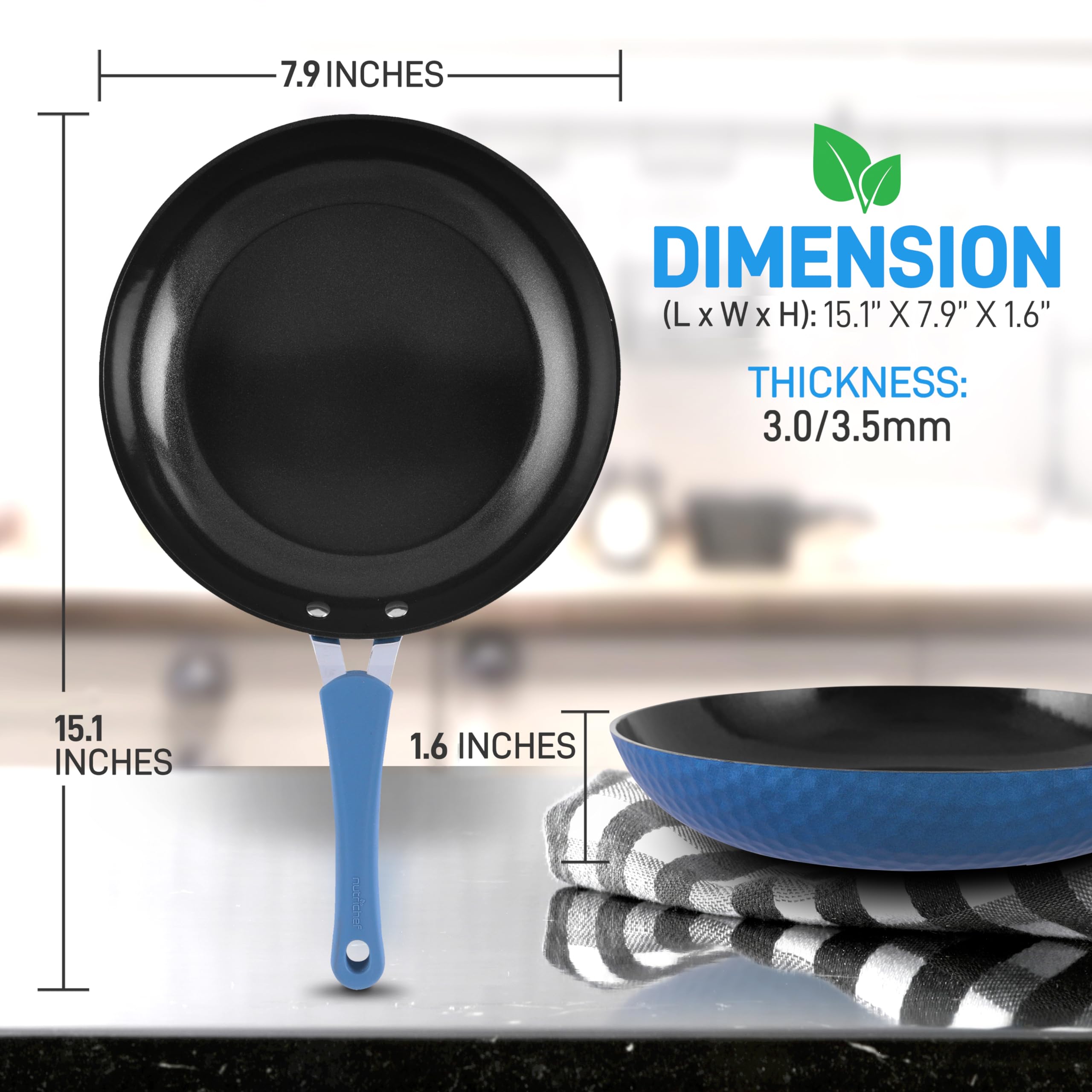 Nutrichef 8'' Durable Small Fry Pan-Non-Stick High-Qualified Cookware, Induction Ptfe/Pfoa/Pfos-Free Heat Resistant Lacquer Kitc