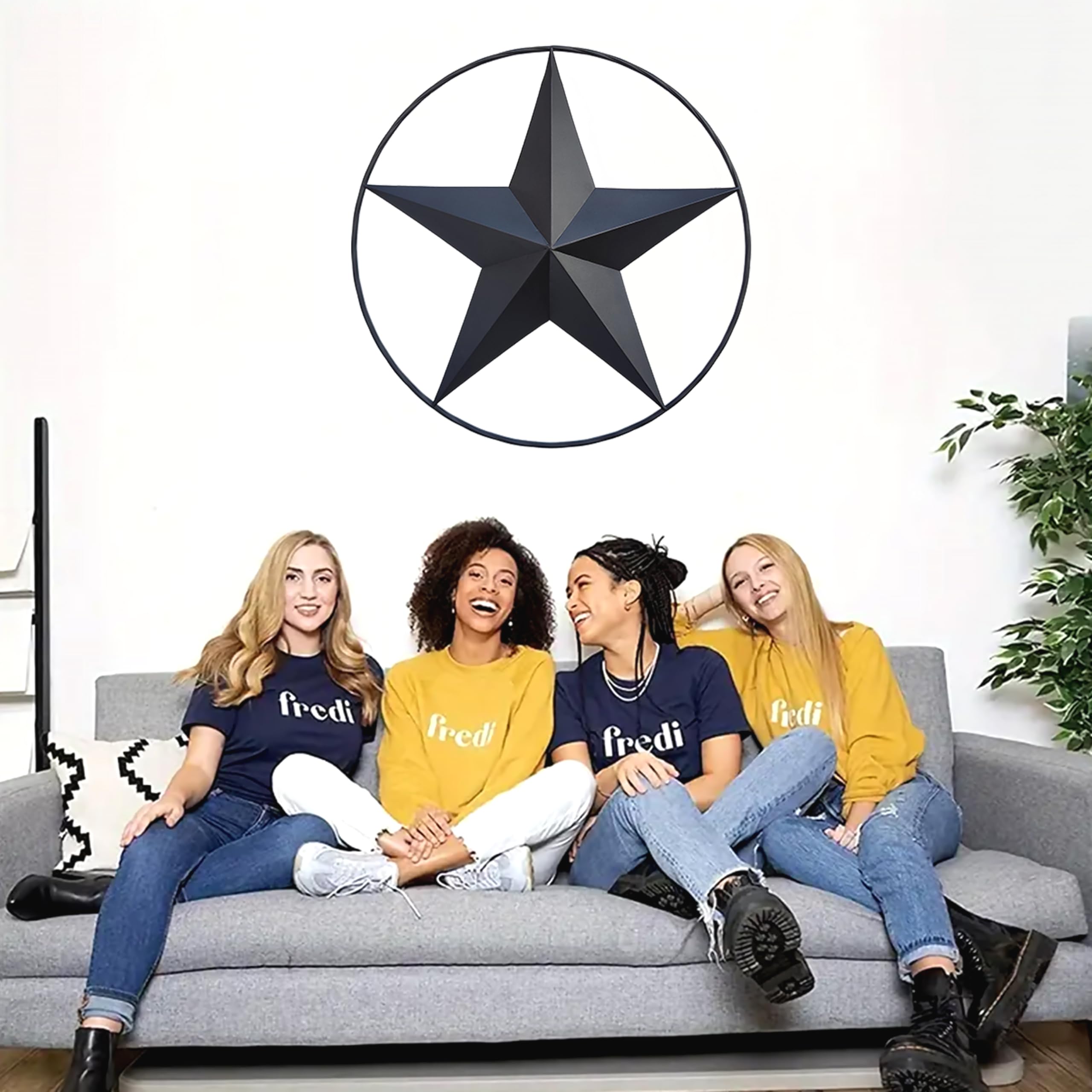 VIVICOMFY 24.5 Black Large Barn Star Wall Decor-Americana Exterior House Decor-Metal Star for Outside Texas Stars Art Rustic Vin