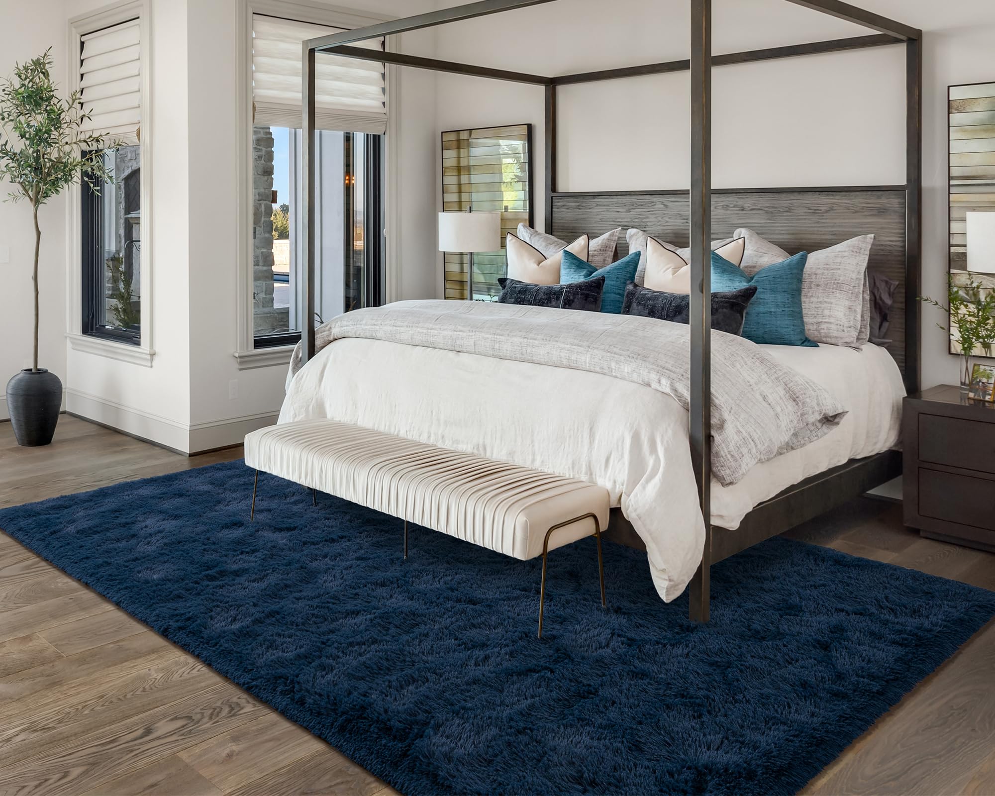 Softlife Rug for Bedroom 5.3x7.6 Feet Area Rug for Living Room Soft Shaggy Rugs for Kids Room Fluffy Fuzzy Carpets Long Plush Be