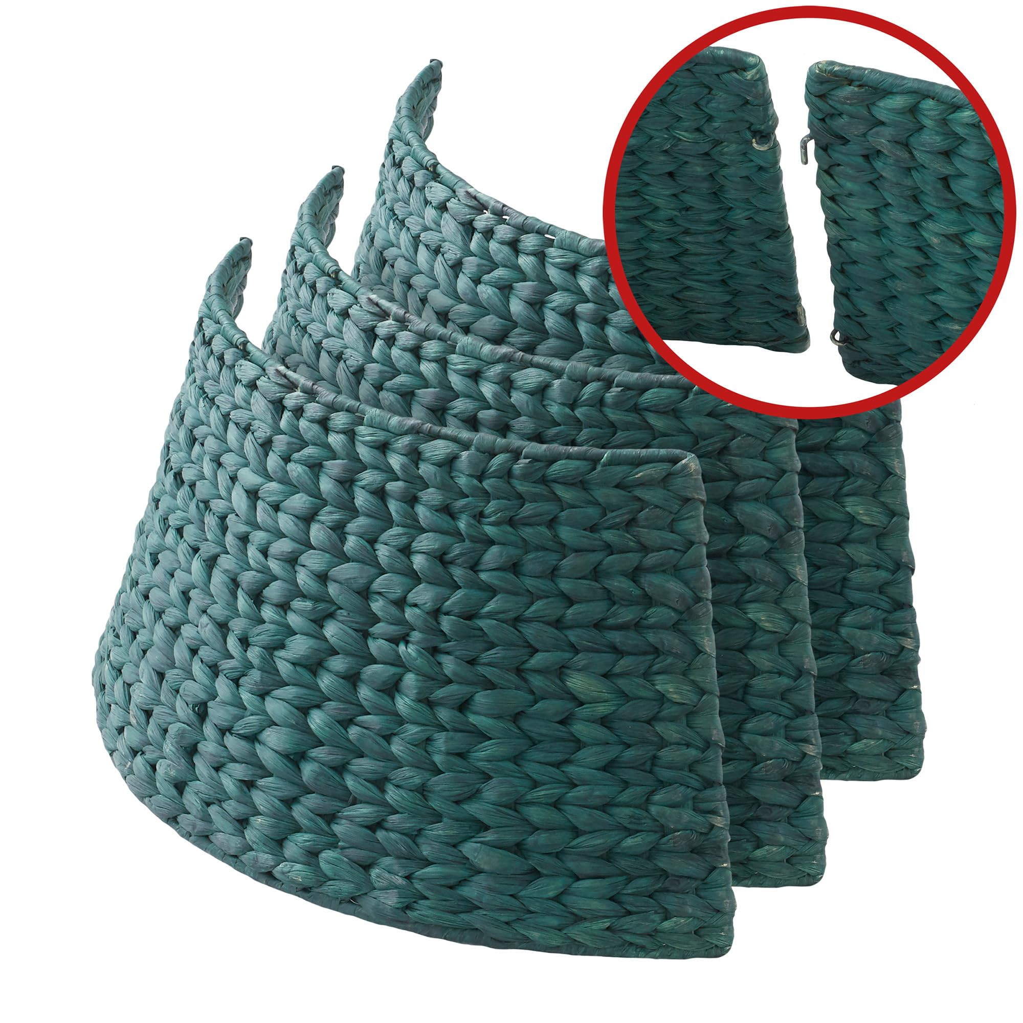 Casafield 24-Inch Christmas Tree Collar, Woven Water Hyacinth Tree Base Cover with Cord Cut Out, Green