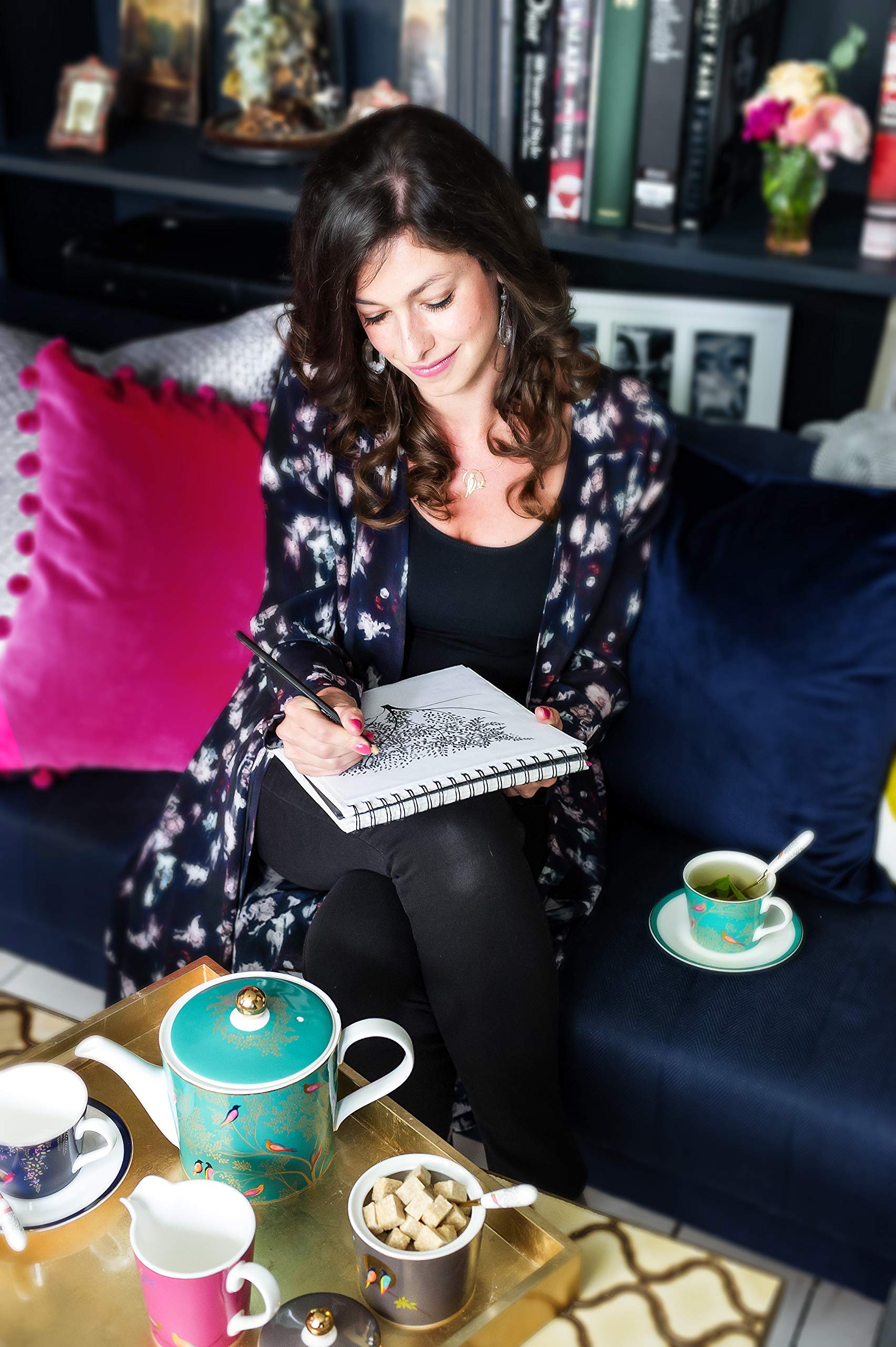 Portmeirion Sara Miller London Chelsea Cream Jug | 8 Oz Small Creamer Pitcher For Coffee And Milk | Made From Fine China With Go