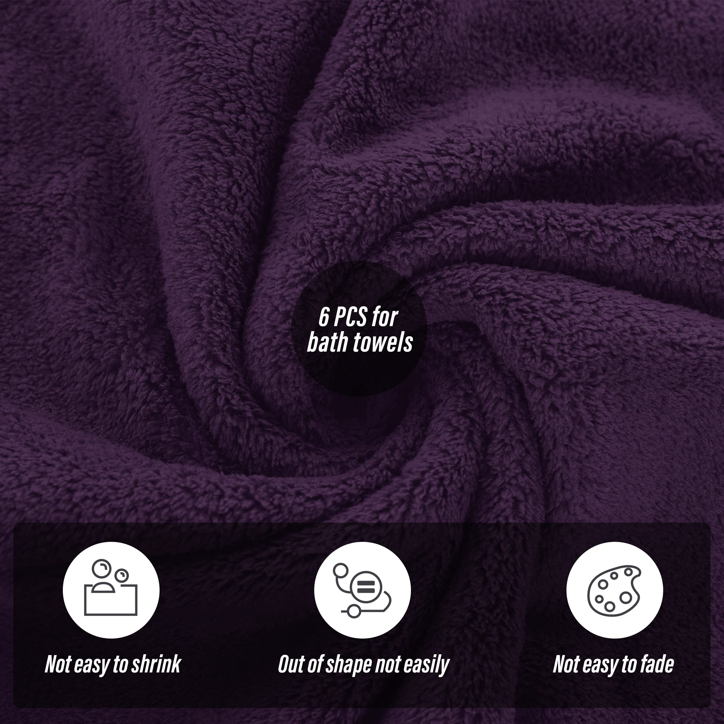 Moonqueen 6 Pack Premium Bath Towel Set - Quick Drying - Microfiber Coral Velvet Highly Absorbent Towels - Multipurpose Use As B