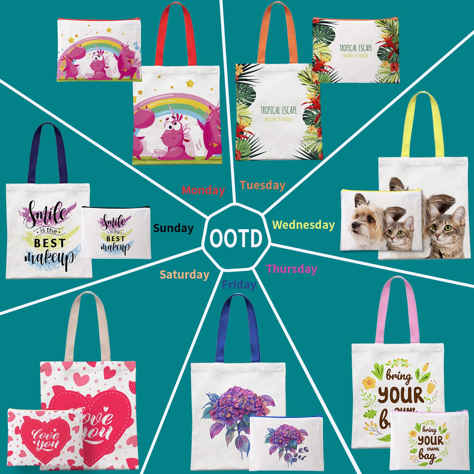 Mafye 30 Pack Sublimation Blanks Tote Bags, Reusable Grocery Bags Diy Heat Transfer Canvas Tote Bags Cosmetic Makeup Bags Shoppi
