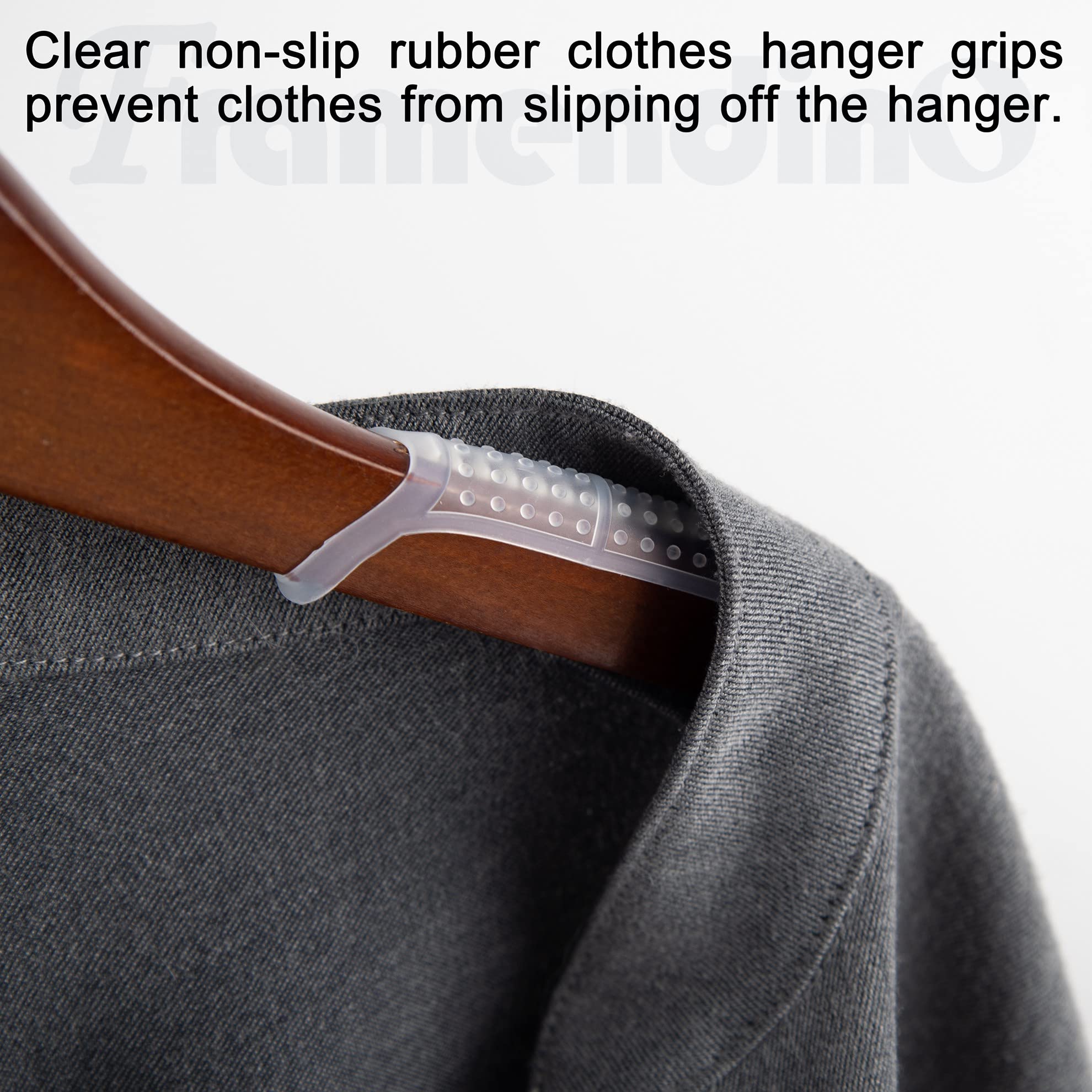 Framendino, 100 Pack Clear Non-Slip Rubber Clothes Hanger Grips Clothing Strips Hanging Accessories