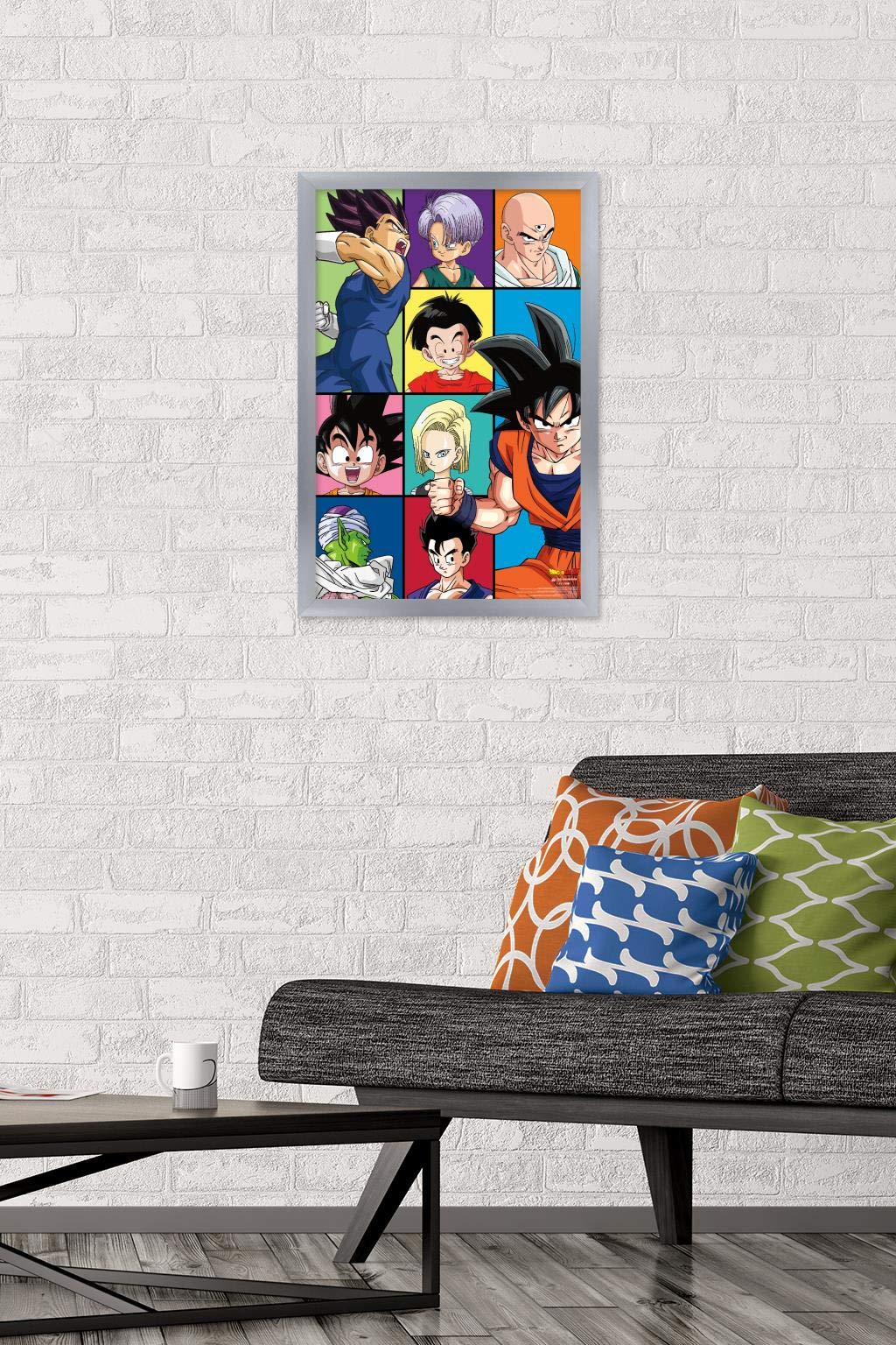 Trends International Dragon Ball Z - Grid Wall Poster, 14.725'' X 22.375'', Silver Framed Version