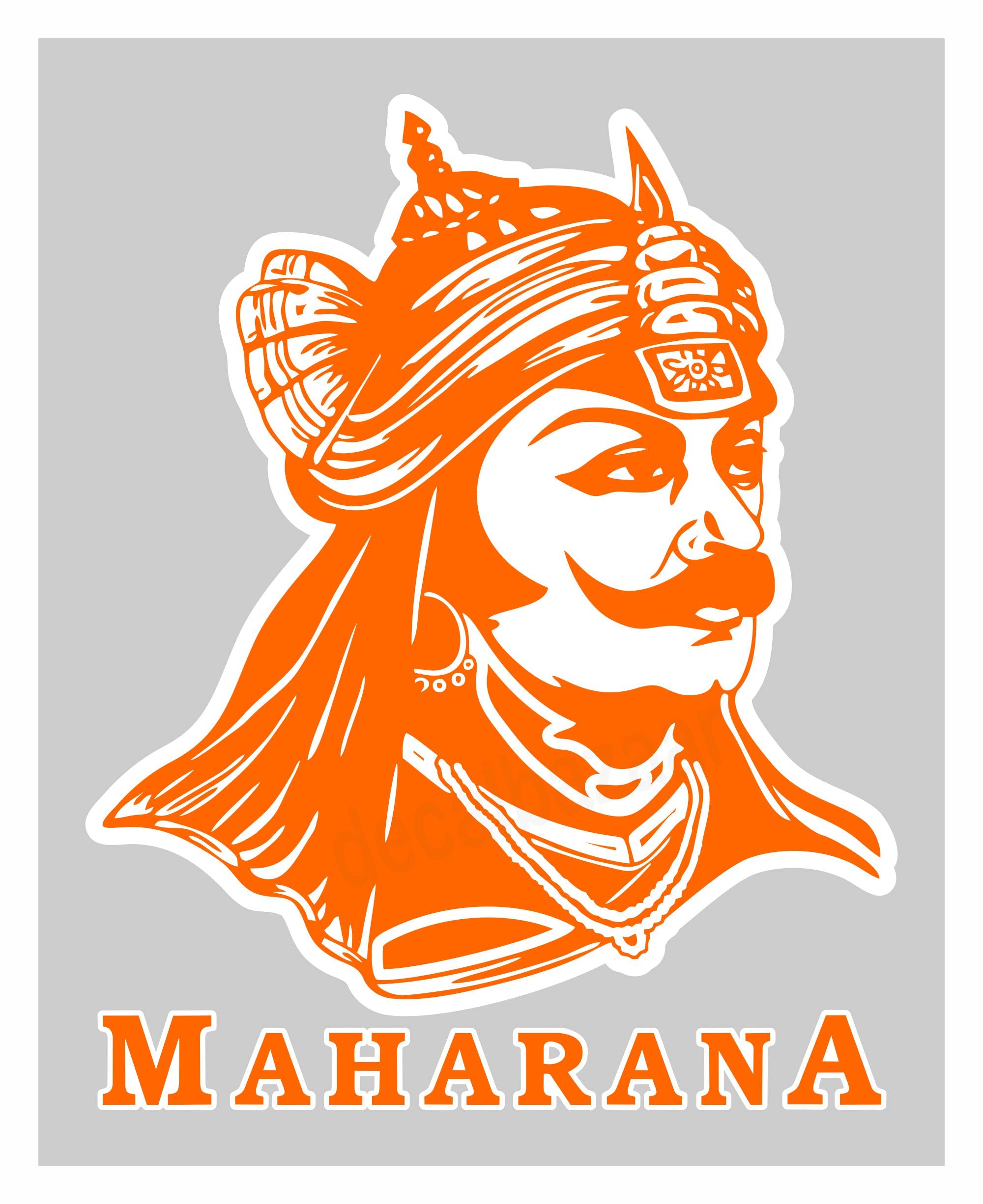 decalbazaar Vinyl Maharana Pratap Singh Glossy Glass Wall Vehicle Sticker, 11 x 8.5 Inches Orange