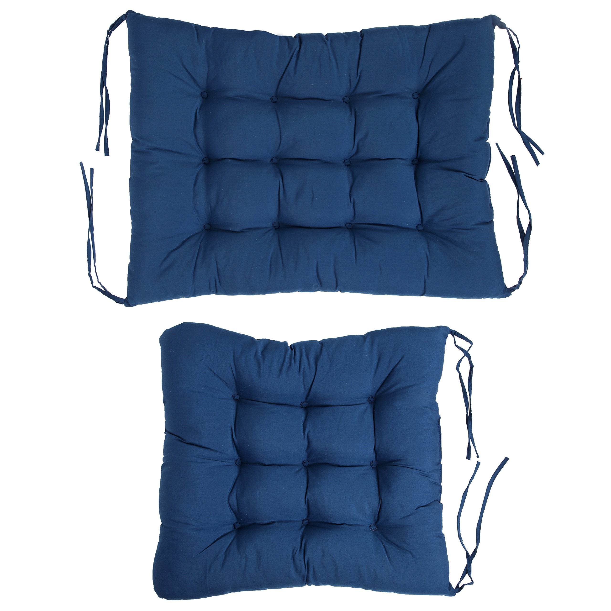 Trenton Gifts 2-Piece Padded Rocking Chair Cushion Set. Comfortable Blue Seat And Back Pad. Fits Most Rocking Chairs. Premium Qu