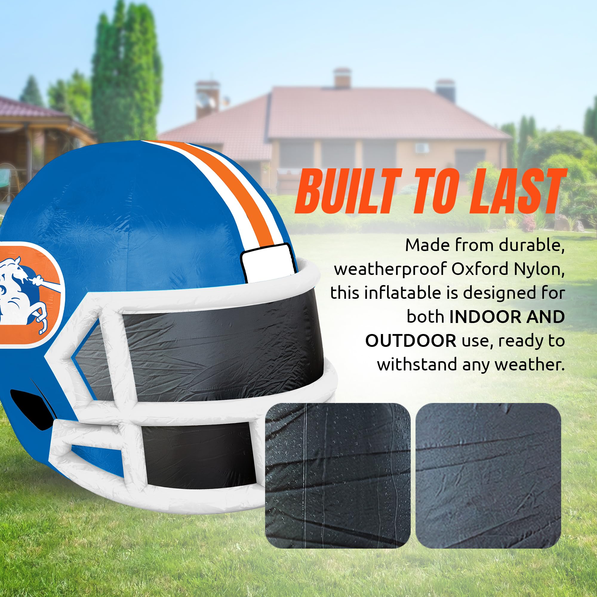 Sporticulture NFL Denver Broncos 4ft Inflatable Retro Helmet with LED Lights & Built-in Blower - Merchandise Decor Ideal for Law