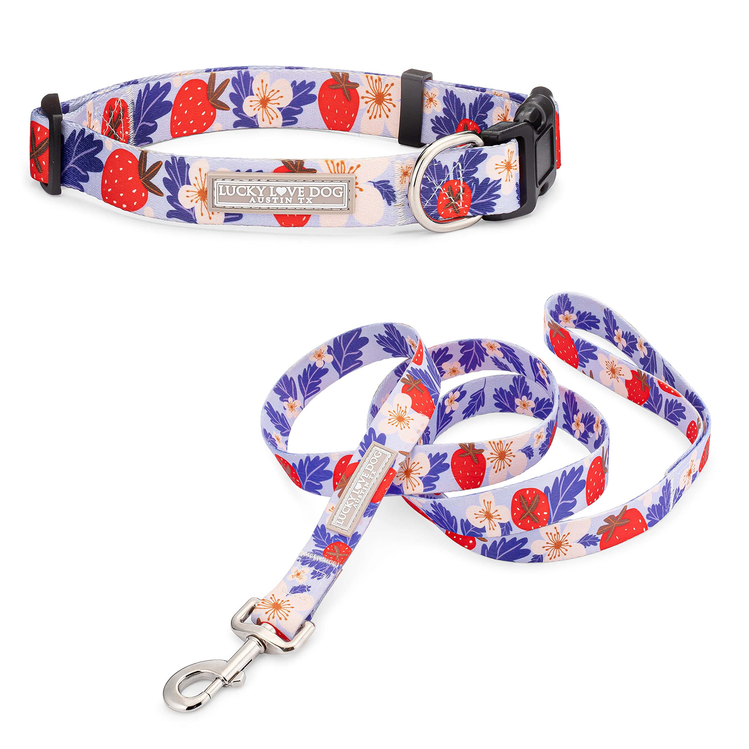 Lucky Love Dog Collar Combo Set  Strawberry Cute Girl Dog Collar And Leash Set  Dog Collar And Leash Set For Small Dogs Part Of
