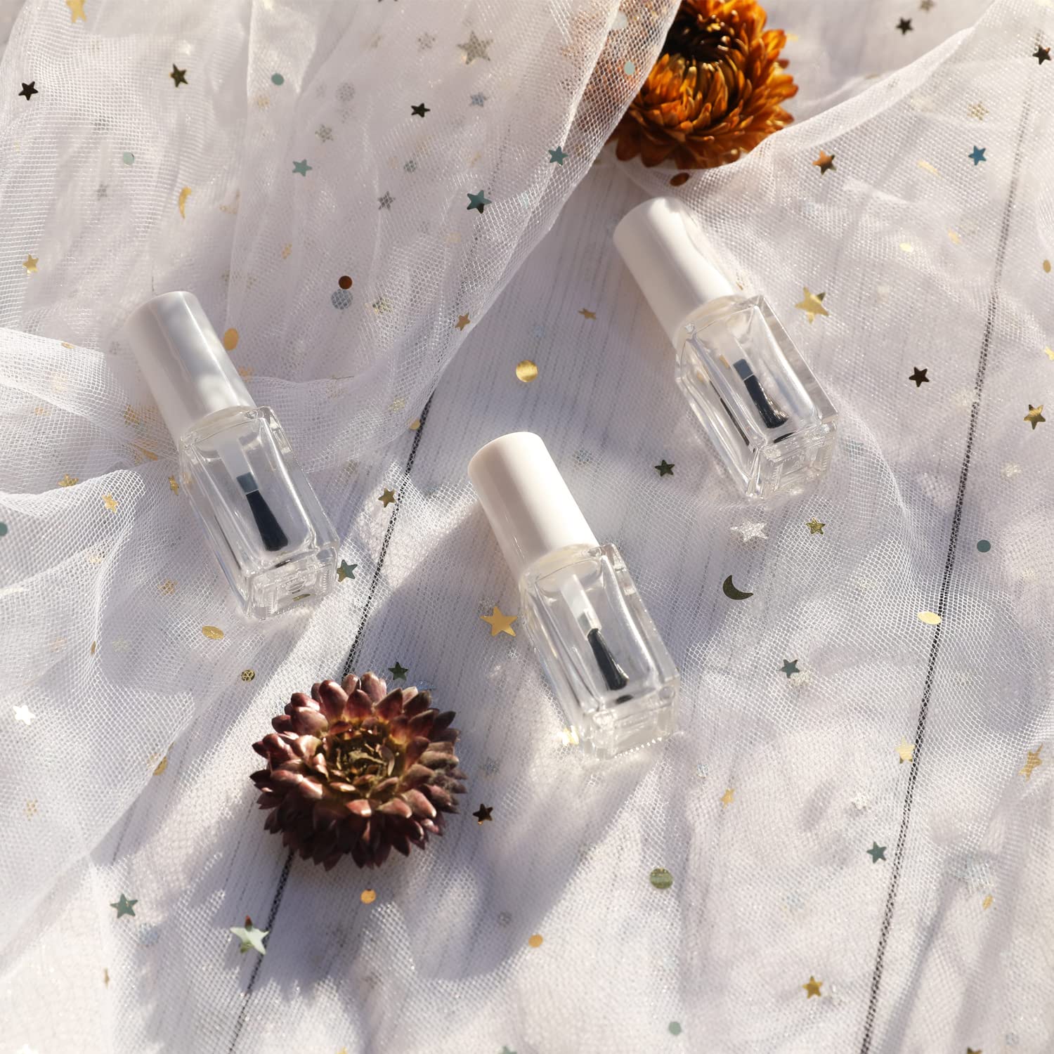 Agidea Empty Nail Polish Bottles With Round Brush 5Ml, 6Pcs Small Empty Glass Refillable Nail Polish Containers With Mixing Ball