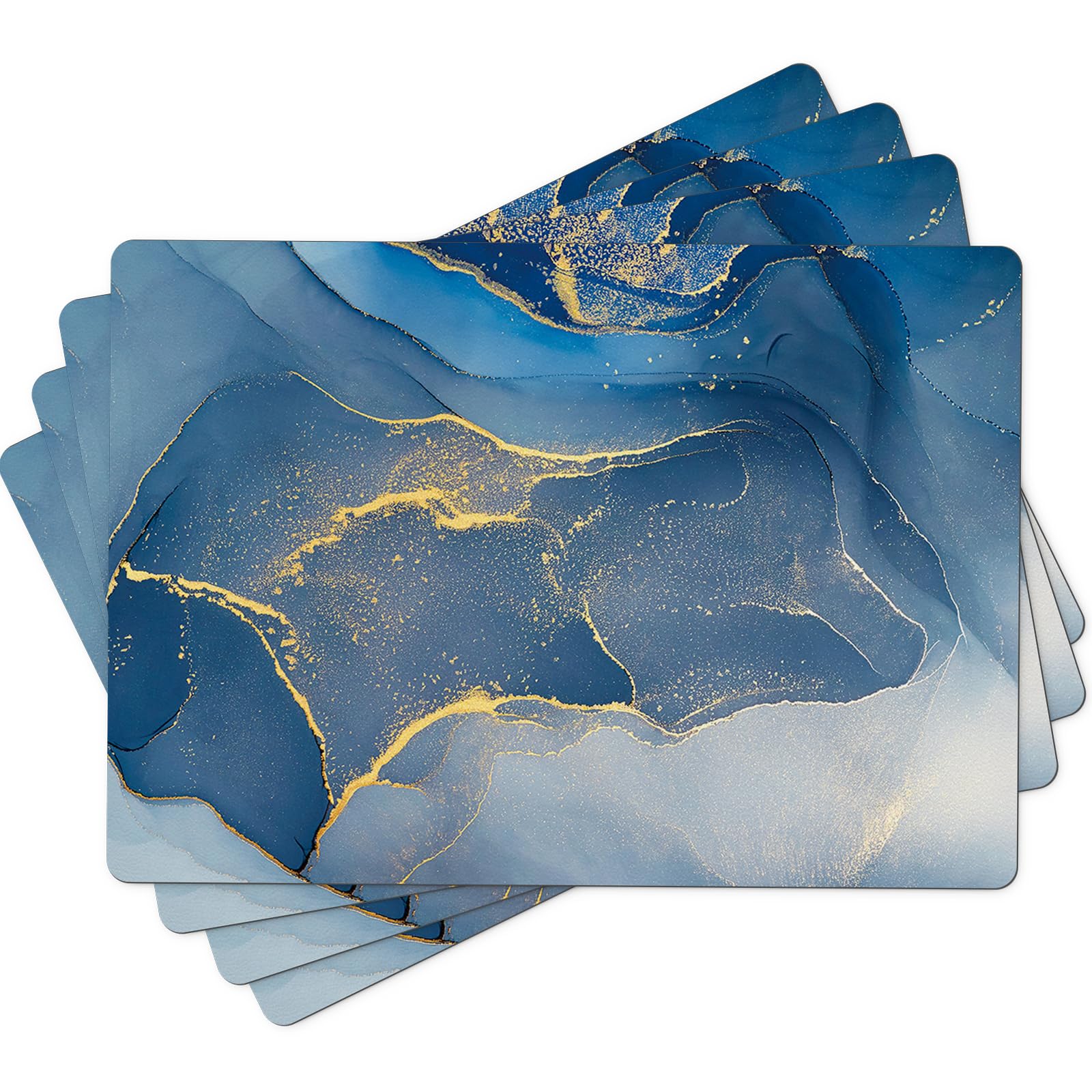 Mable Placemats Set Of 4 - Faux Leather Place Mats For Kitchen Table Indoor Outdoor Washable Non-Slip Heat Resistant Placemat Wi