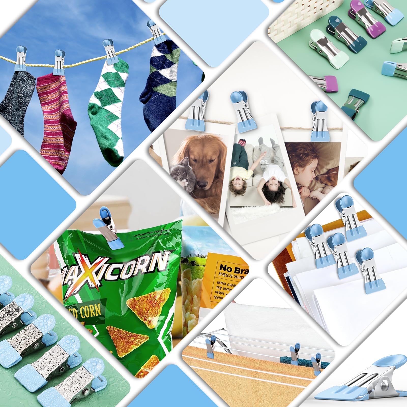 Chip Clips,Clothes Pins,Chip Clips Bag Clips Food Clips 20 Pcs,Towel Clips,Bag Clips For Food,Clothespins 2.17 Inch,Chip Clip,Ch