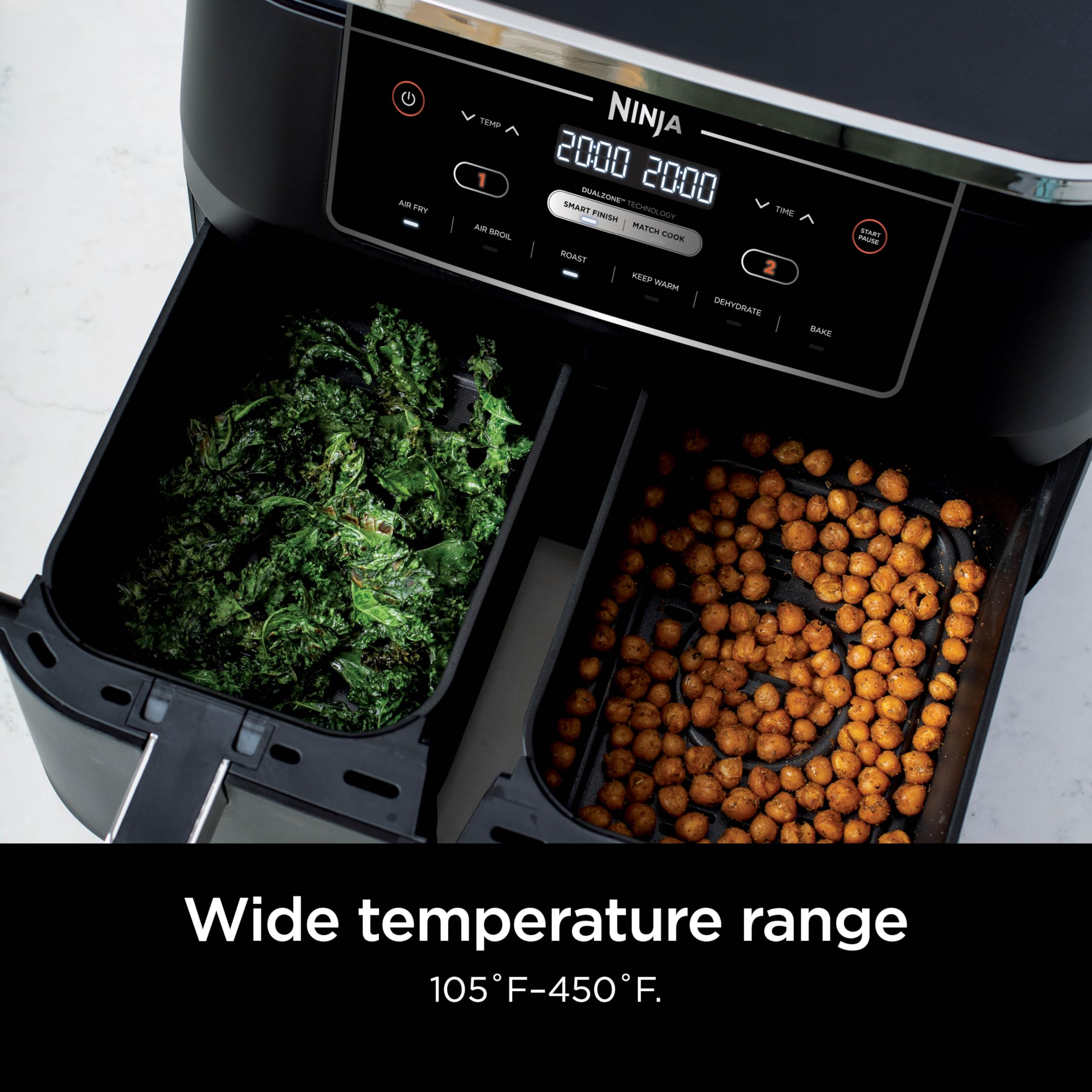 Ninja Air Fryer, Roast, Bake, Air Fry, Crisps, Broil, Reheats, Keep Warm, 10-In-1, Fries, Frozen Food, Veggies, And Meat, Quick