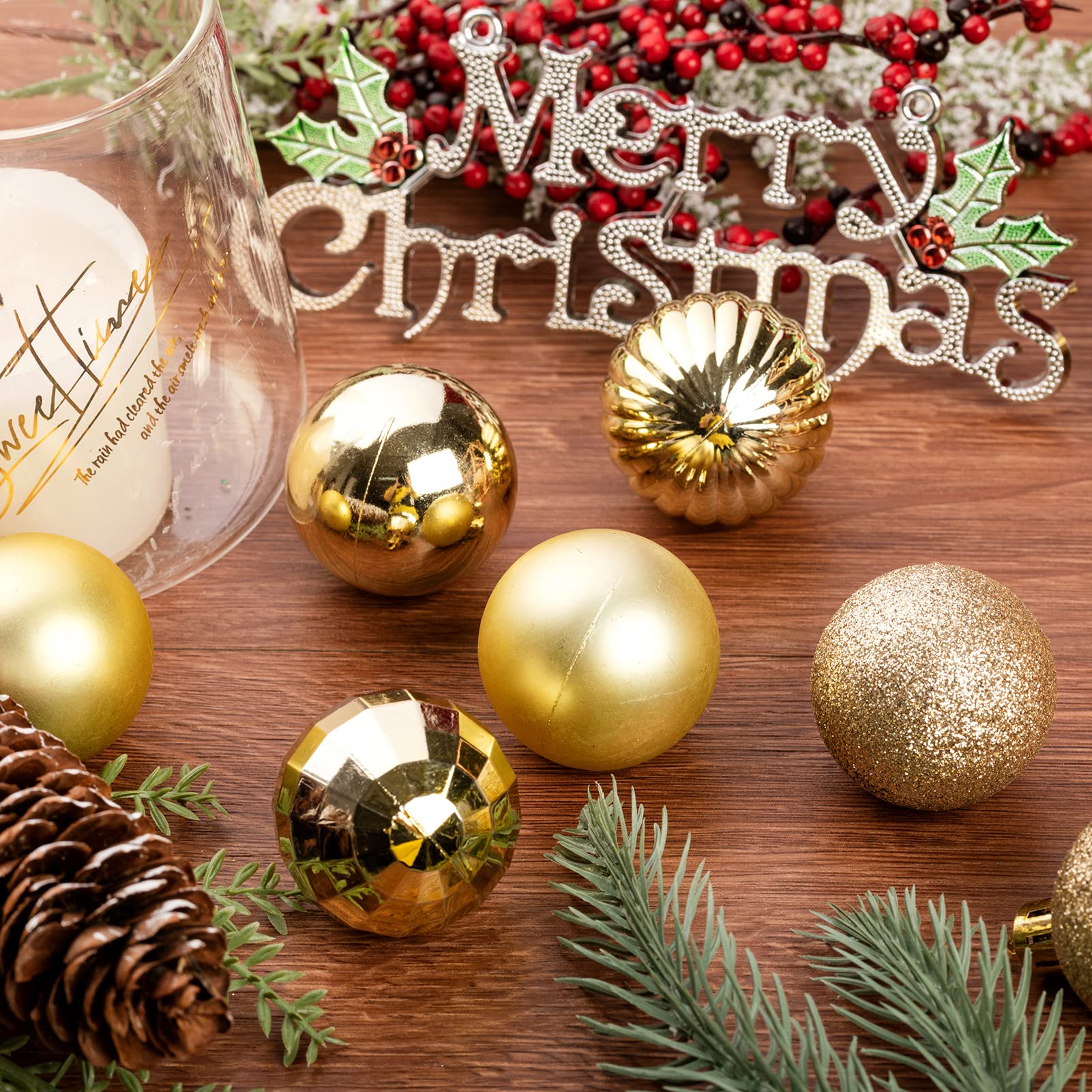 XmasExp 24ct Christmas Ball Ornaments Shatterproof Christmas Ornaments Set Decorations for Xmas Tree Balls 40mm/1.57    (1.57,