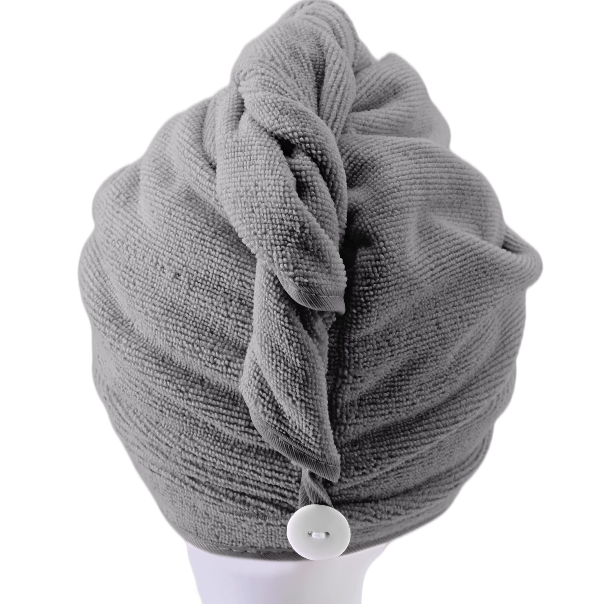 POLYTE Microfiber Hair Turban Wrap Drying Towel (12x28 Large, 2 Dark Gray)
