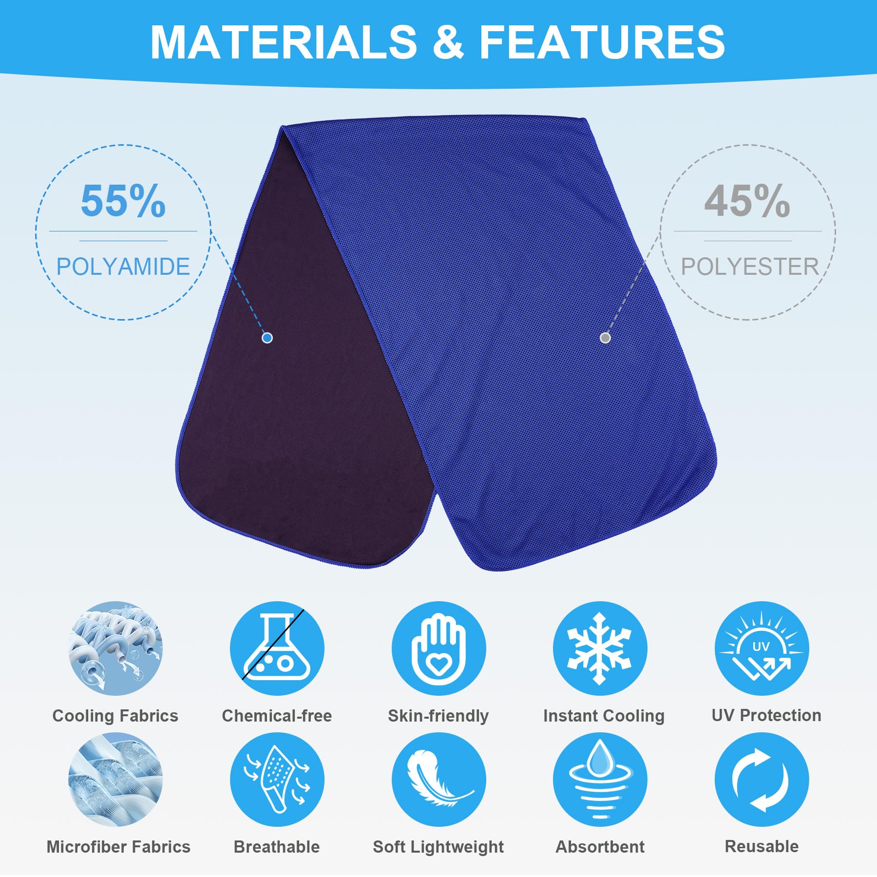 U-pick 4 Packs Cooling Towels  Instant Cool Sweat Rag for Hot Weather  Breathable Chilly Towel for Yoga  Gym  Workout  Fitness  Camping  Golf  Travel & More Activities (40''x12'')