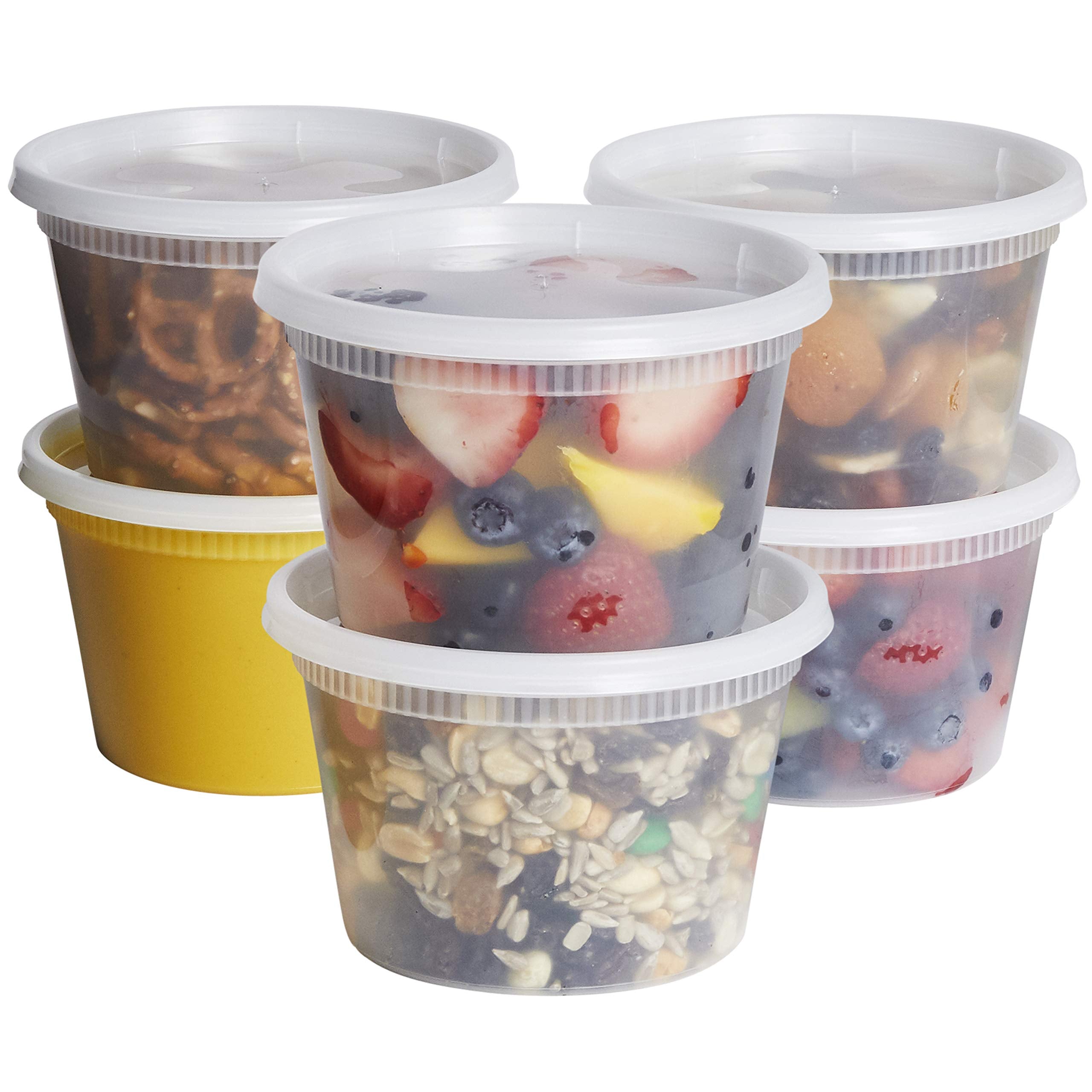 Comfy Package [48 Sets] 16 Oz. Plastic Deli Food Storage Containers With Airtight Lids