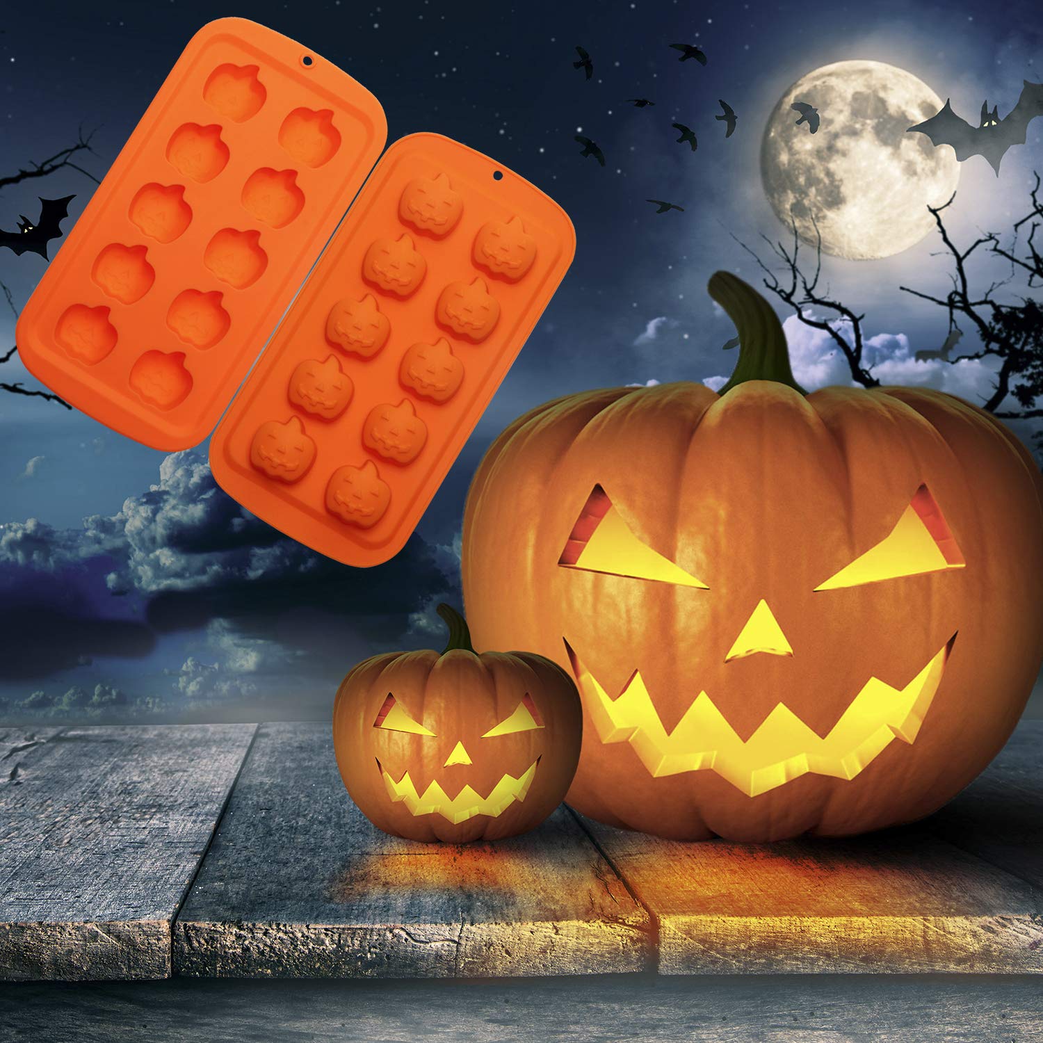 Onlykxy 1 Piece Orange Pumpkin Silicone Molds, Cake Ice Cream Chocolate Jello Soap Mold, Baking Molds Silicone Shapes, Halloween