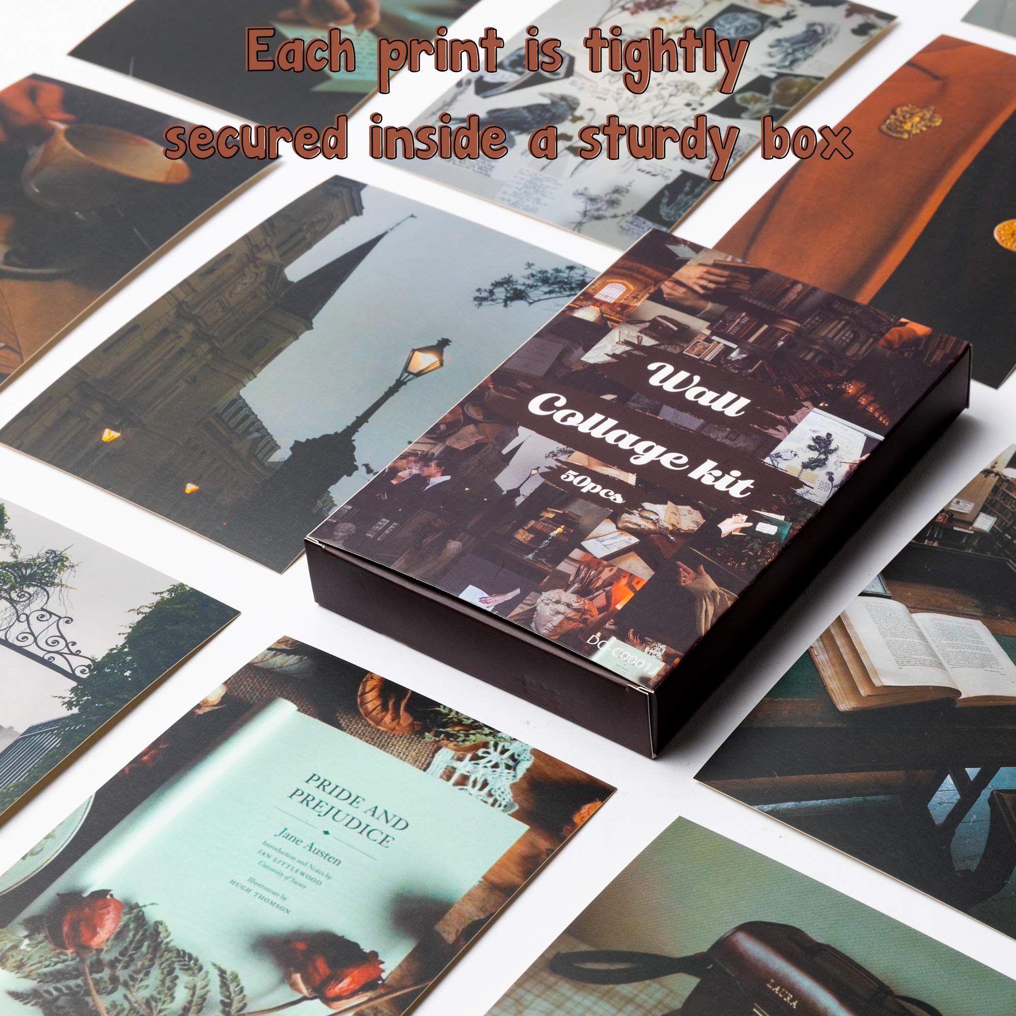 Yopyame 50PCS Dark Academia Aesthetic Pictures Wall Collage Kit  Retro Style Photo Collection Collage Dorm Decor for Teens and Young Adults  Wall Prints Kit  Small Posters for Room Bedroom Aesthetic