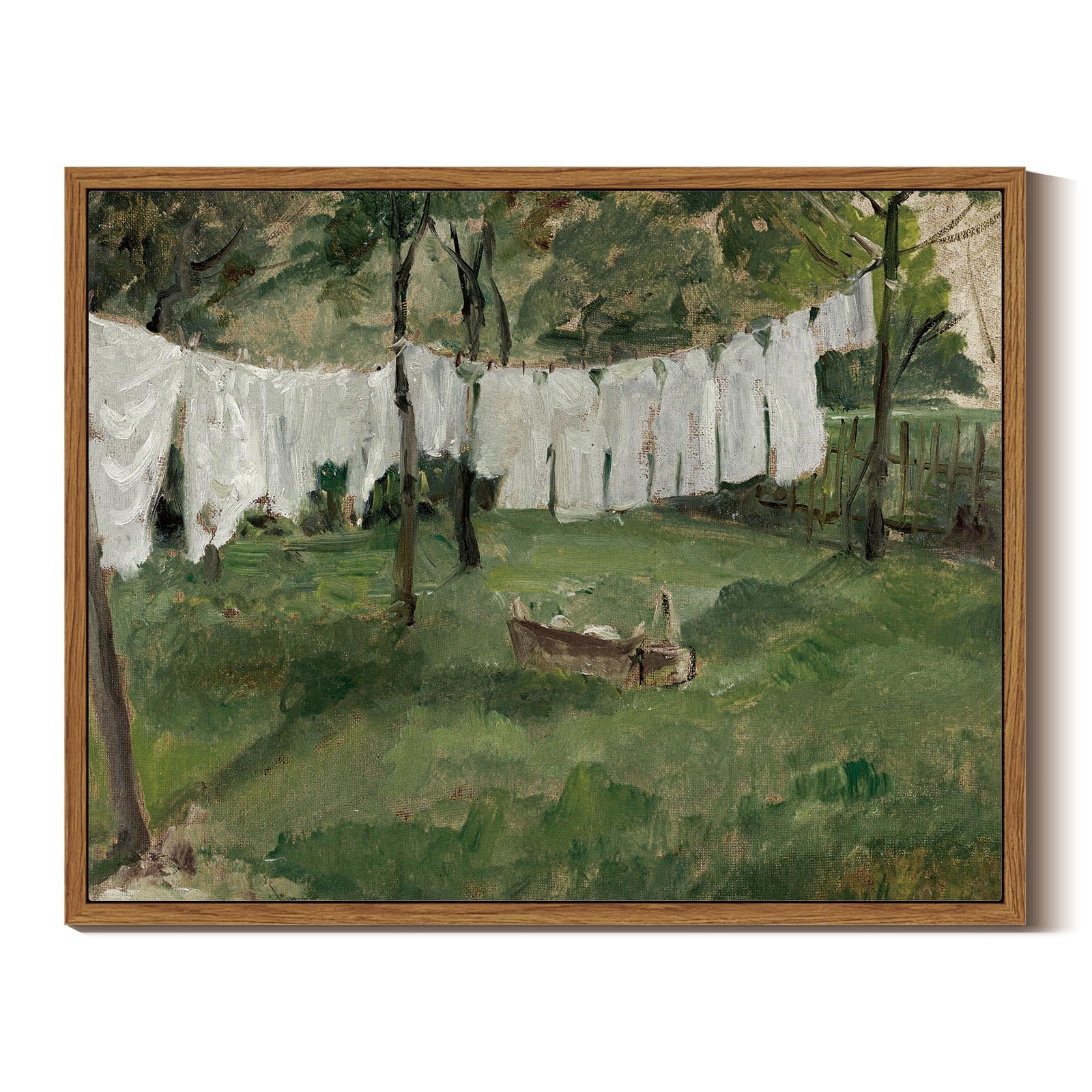 Insimsea Framed Canvas Wall Art For Living Room,Vintage Laundry Room Art Print, Antique Oil Painting, Country Landscape Vintage