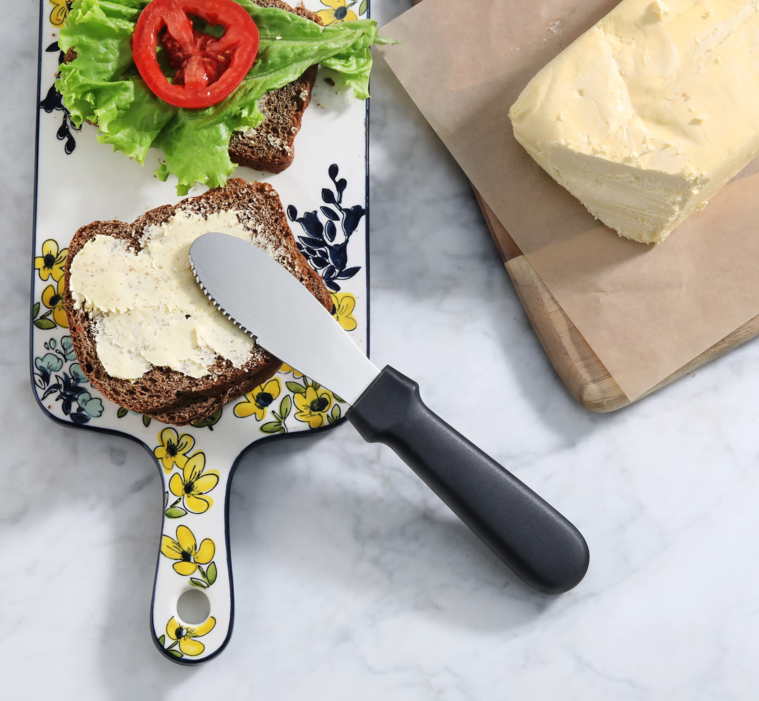 New Star Foodservice 43013 Plastic Handle Butter Spreader, 8.75-Inch, Black, Set Of 4