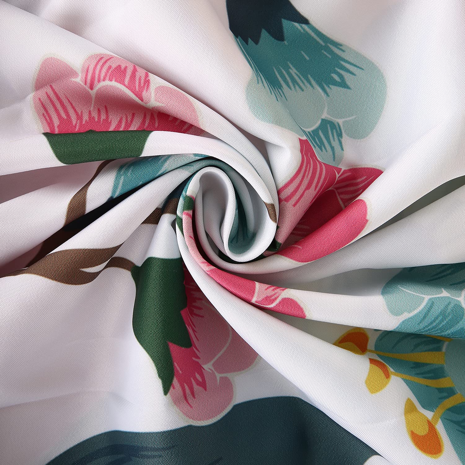 Livilan Mint Blue Shower Curtain Boho Shower Curtains Floral Blossom Flowers Shower Curtain Set Girly Light Blue And Pink Poppy