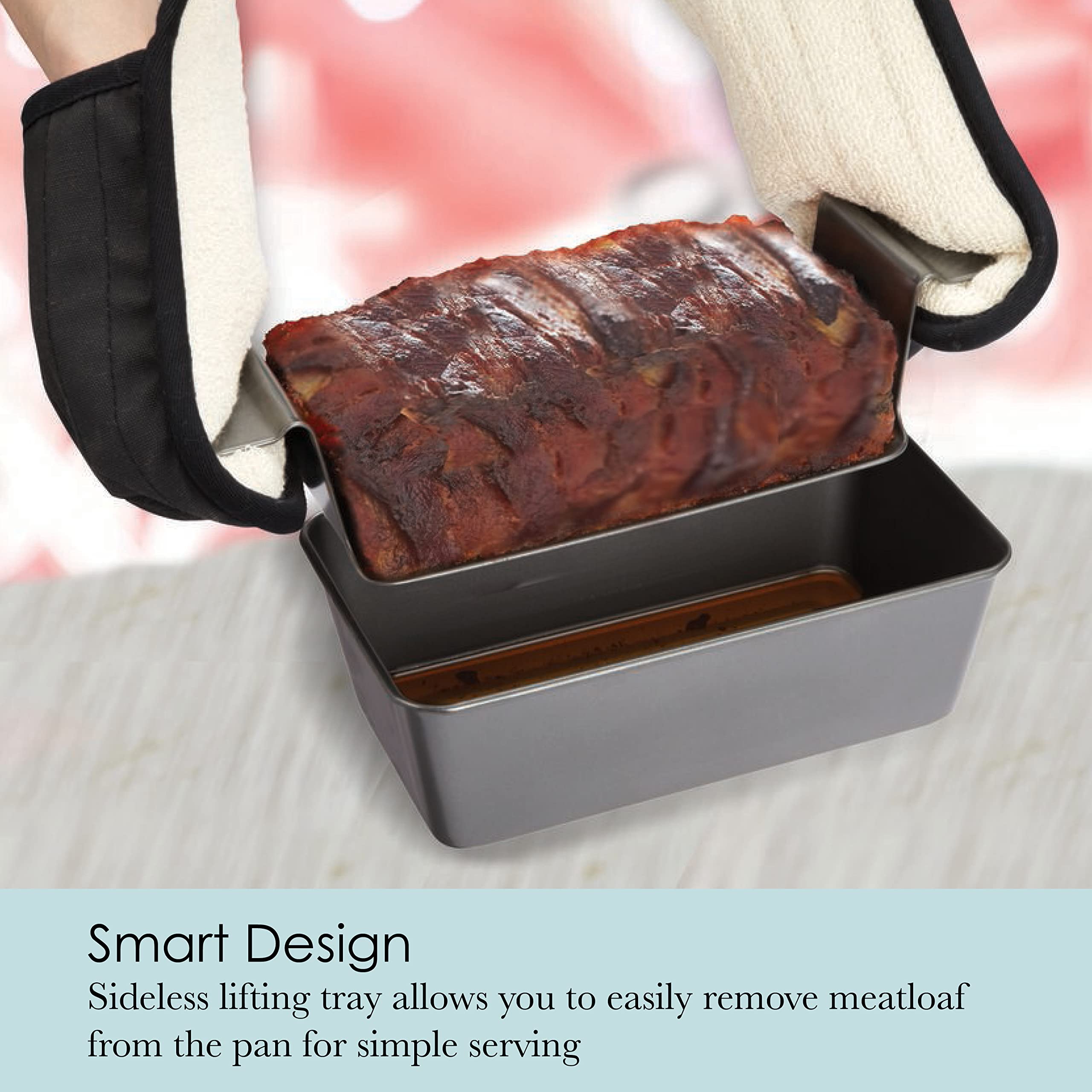 Chicago Metallic Non-Stick 2-Piece Healthy Meatloaf Set, Grey