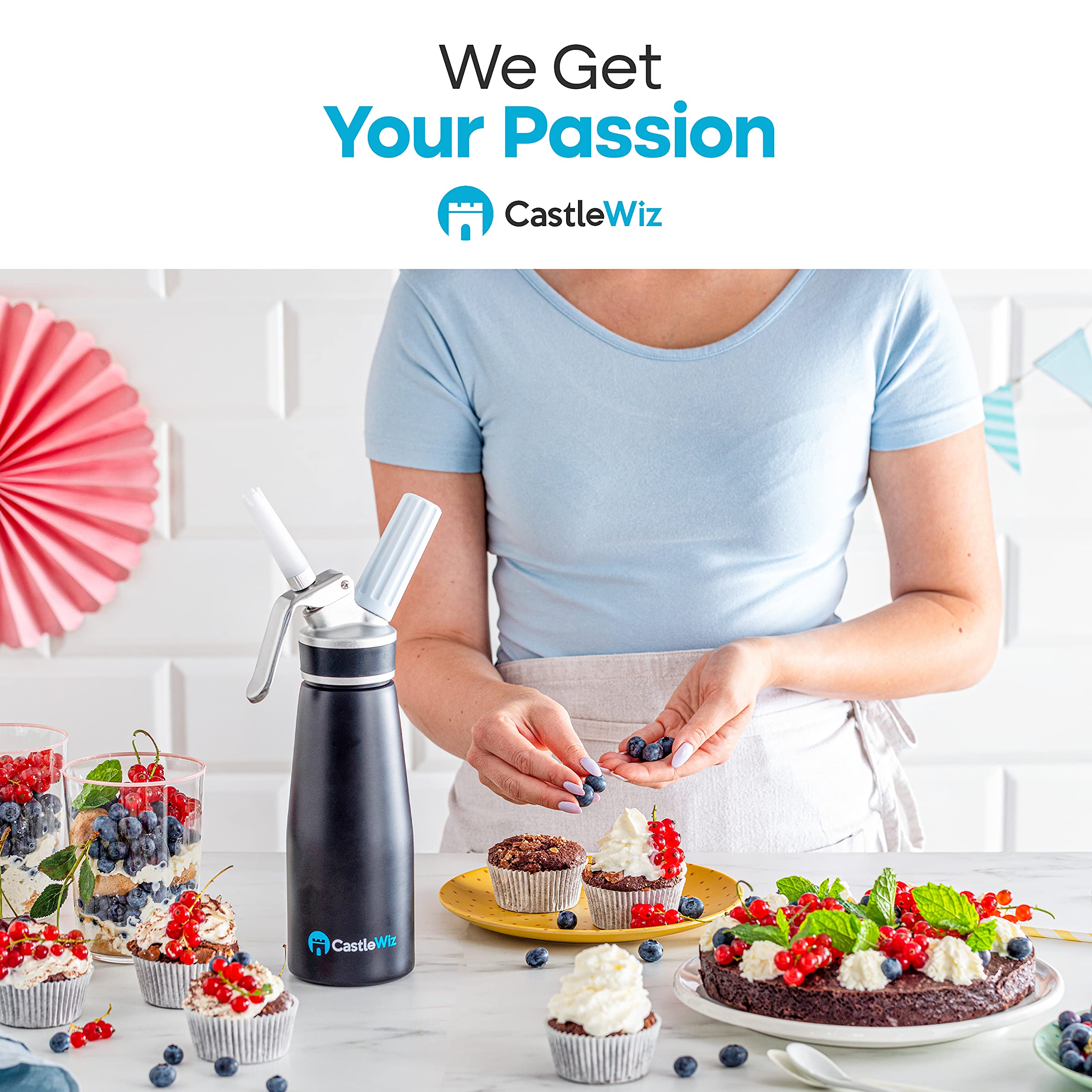 Whipped Cream Dispenser - Ultra Durable Leak-Free Grade 6 Aluminum Whipping Cream Dispenser - 6 Decorating Tips & 2 Cleaning Bru