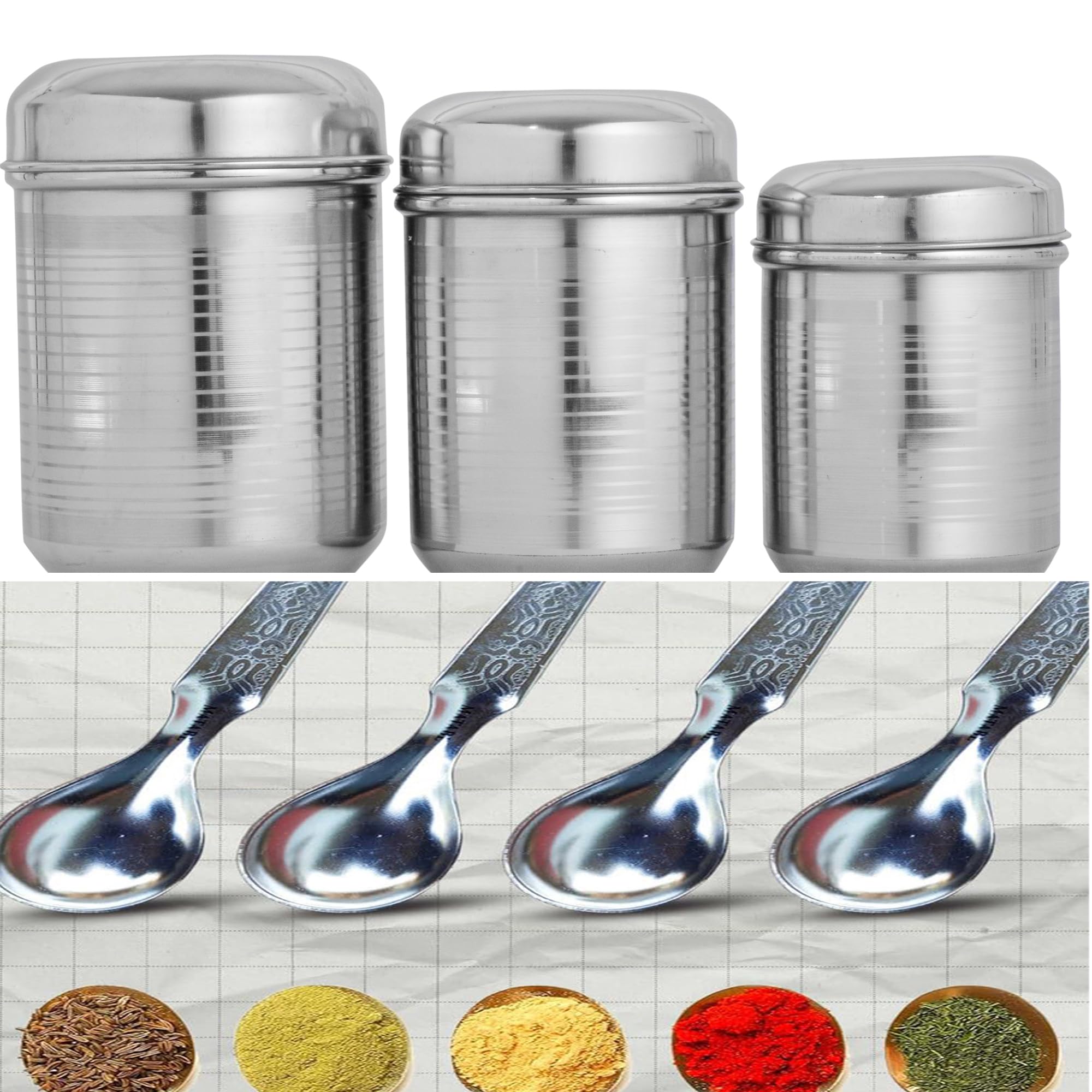 Top Trick Kitchen Jars And Containers|Storage Container|Masala Dabba With 12Pcs Stainless Steel Masala Spoon