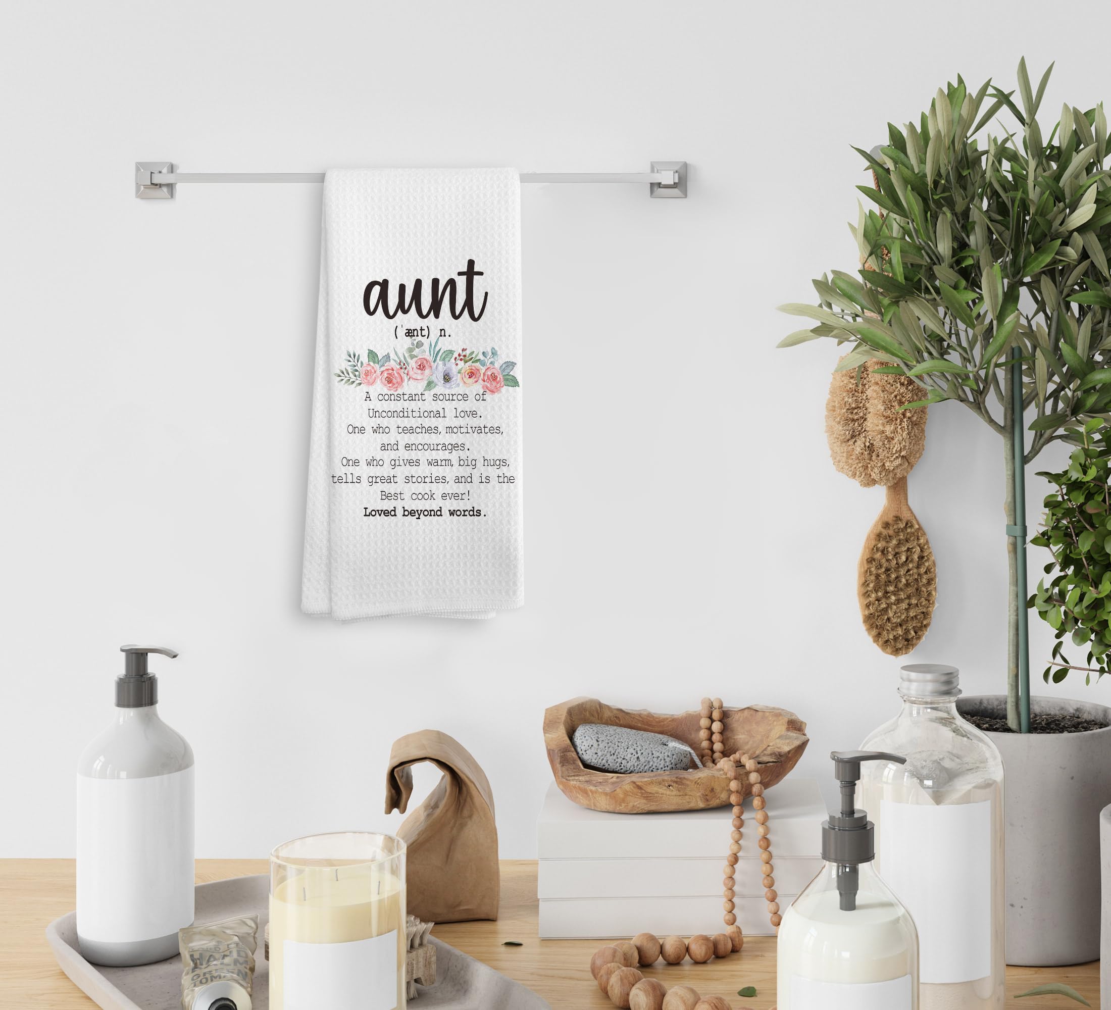 NOQL Aunt Gifts Kitchen Towels and Dishcloths, Aunt Gifts from Niece Nephew, Best Aunt Ever Gifts, Gifts for Aunt Hand Towels Te