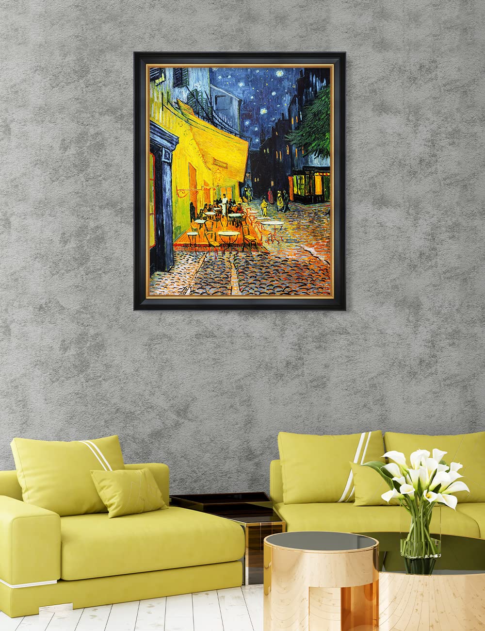 Decorarts - Cafe Terrace At Night By Vincent Van Gogh. Giclee Print Art Reproduction With Matching Solid Wood Frame In Classical