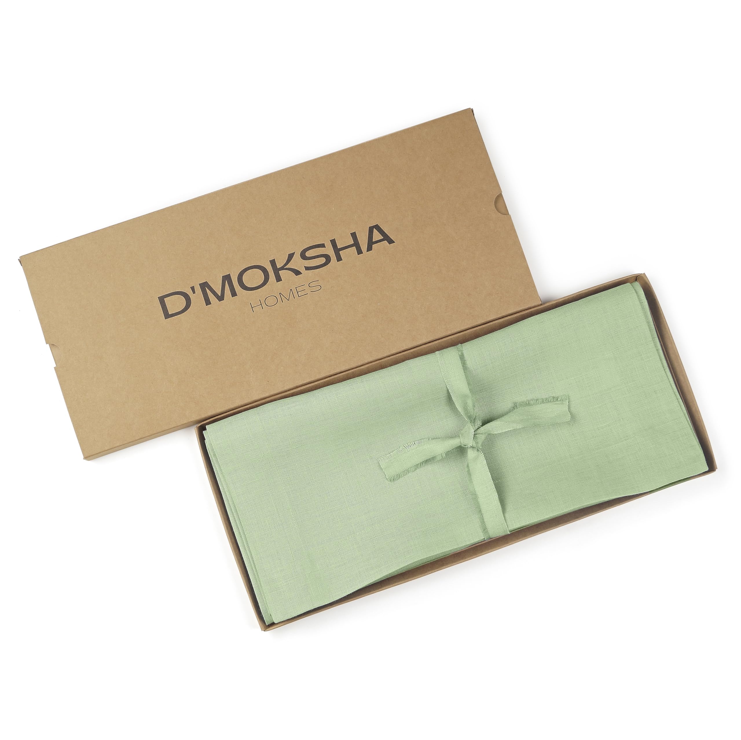 Dmoksha Homes Linen Table Runner - 14 X 132 Inch Sage Green, 100 Pure Linen Hemmed Table Runners 132 Inches Long, Machine Washab
