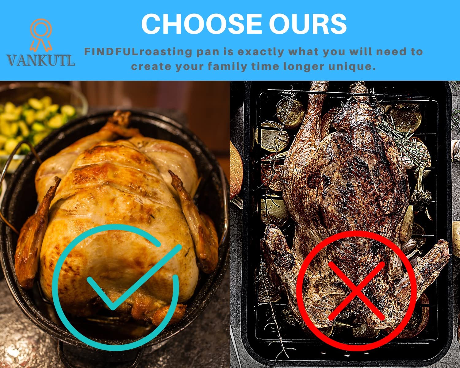 16 Inch Roasting Pan With Lid - Covered Oval Roaster - Enamel Carbon Steel Roaster Pot - Excellent Heat Distribution And Non-Sti