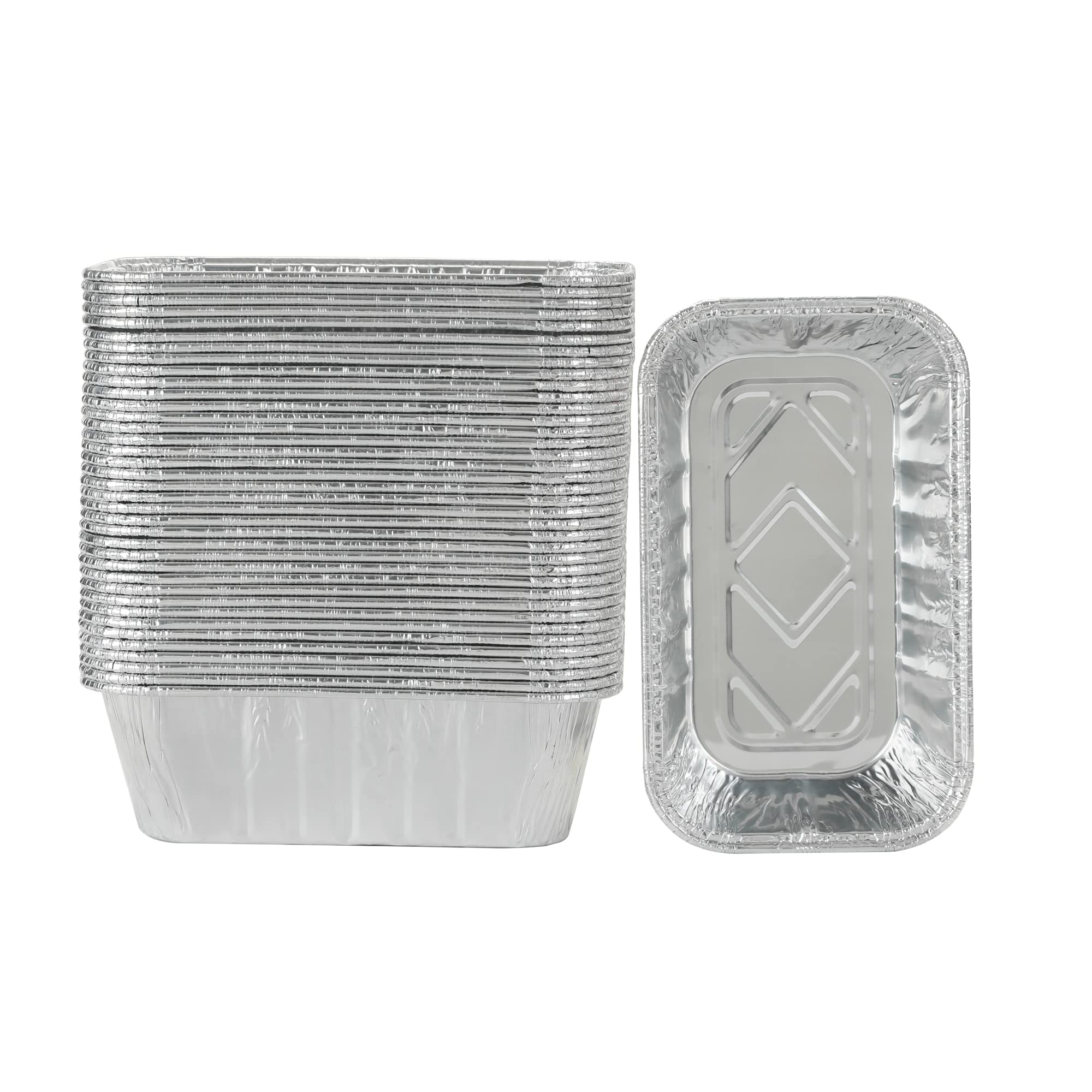 Waytiffer 30 Pack 1Lb mini Loaf Pans Heavy Duty Disposable Aluminum Foil Bread Tins Standard Size - 6 X 3.5 X 2.5 Oven Safe Stur