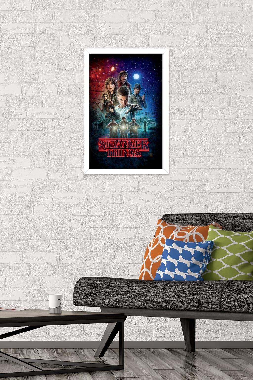 Trends International Netflix Stranger Things - One Sheet Wall Poster, 14.725'' X 22.375'', White Framed Version