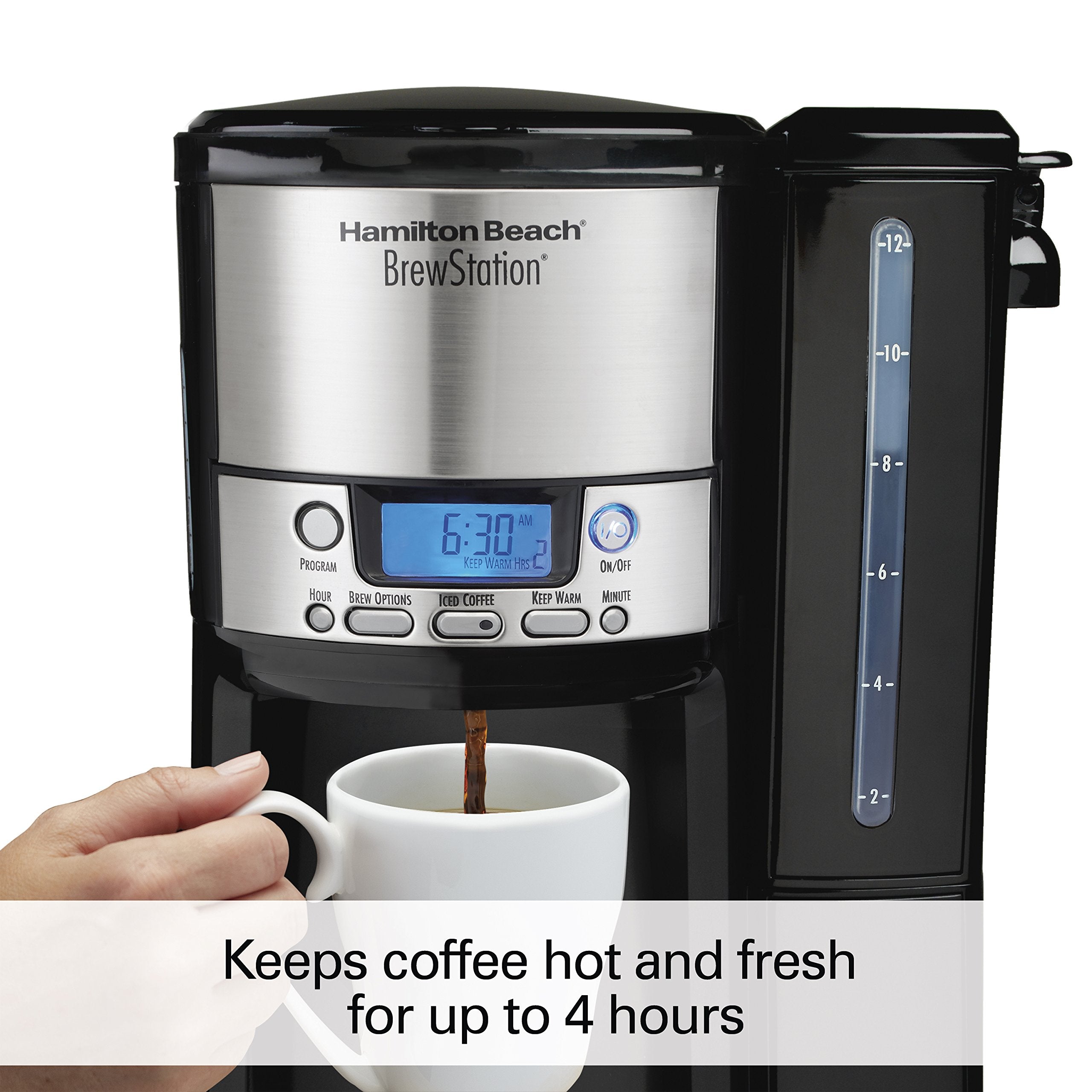 Hamilton Beach 12-Cup Coffee Maker, Programmable Brewstation Dispensing Coffee Machine, Black - Removable Reservoir (47900)