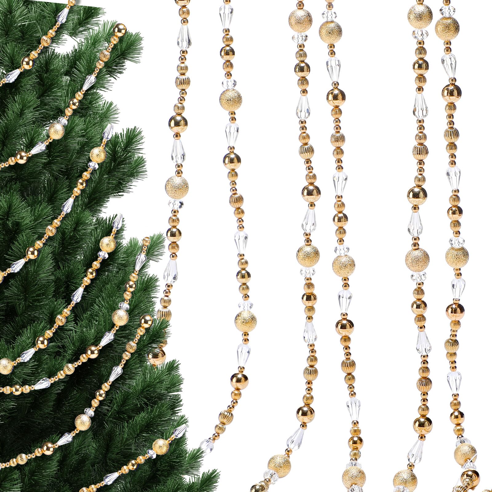 Highergo 16ft Christmas Tree Bead Garland Retro Bead Garland Candy Christmas for Tree Party Supplies Staircase Fireplace Hanging