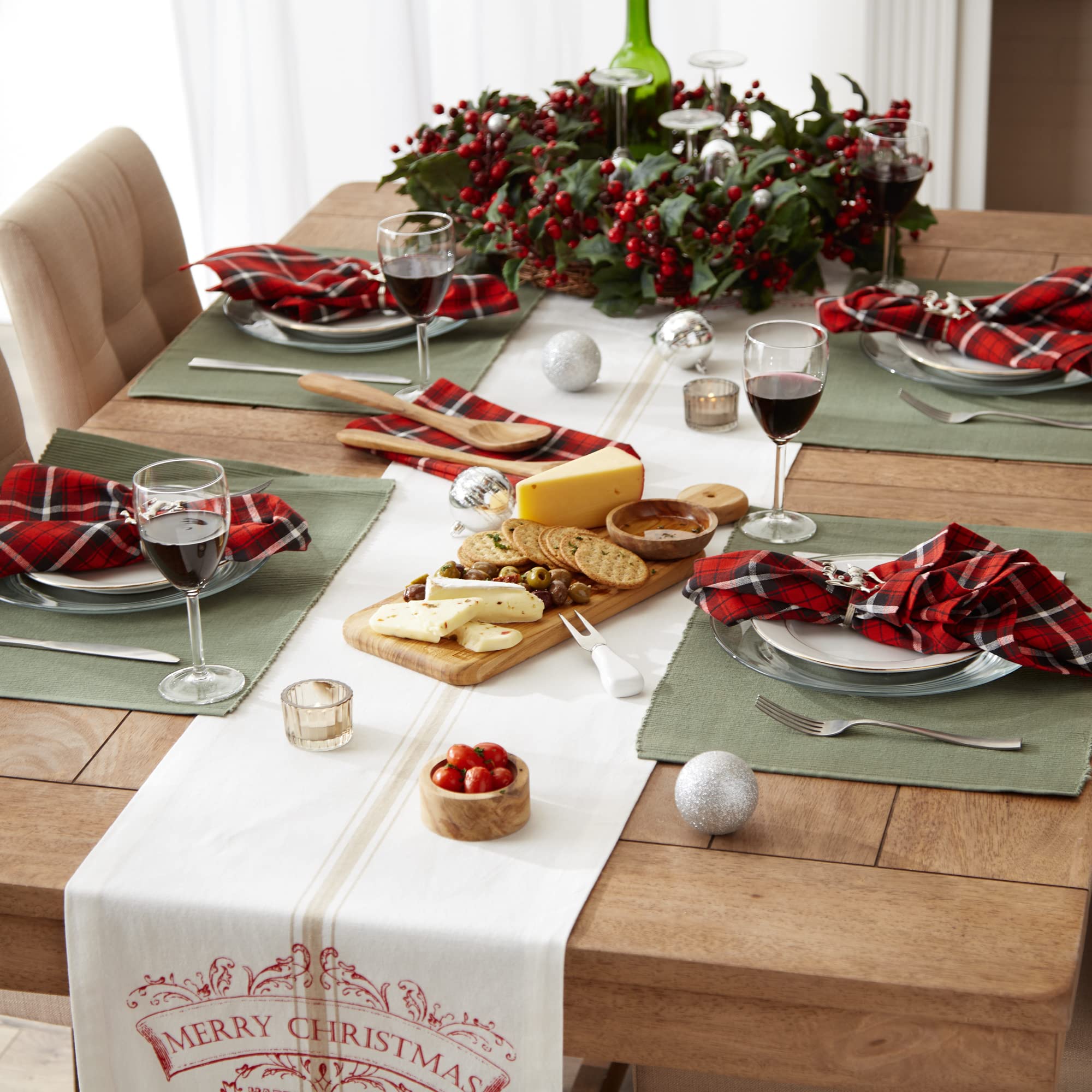 Dii Vintage Christmas Kitchen Textile Collection, Table Runner, 14X108, Vintage Merry